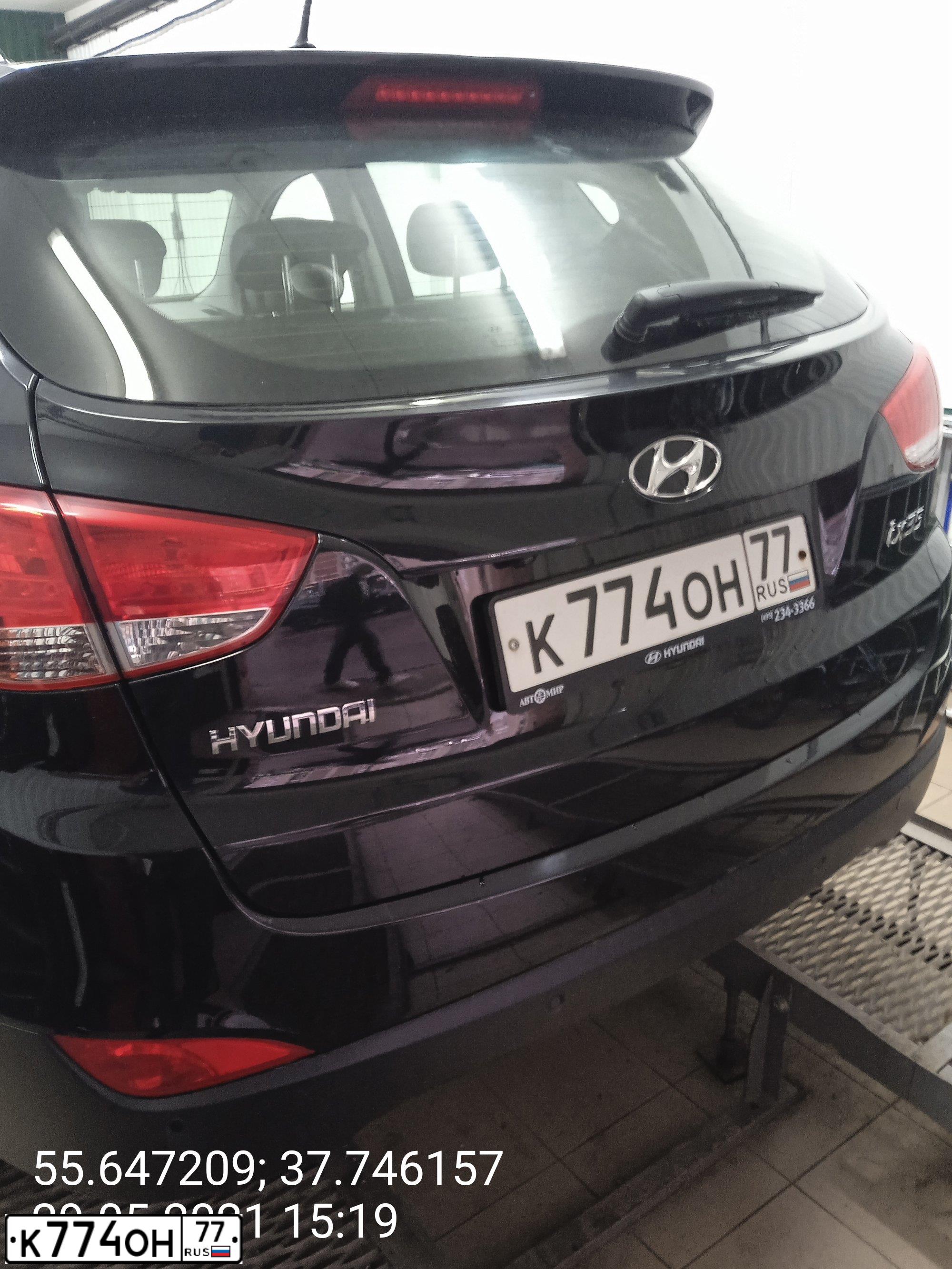 Фото автомобиля HYUNDAI IX35, 2013 — госномер К774ОН77. Цвет: ЧЕРНЫЙ