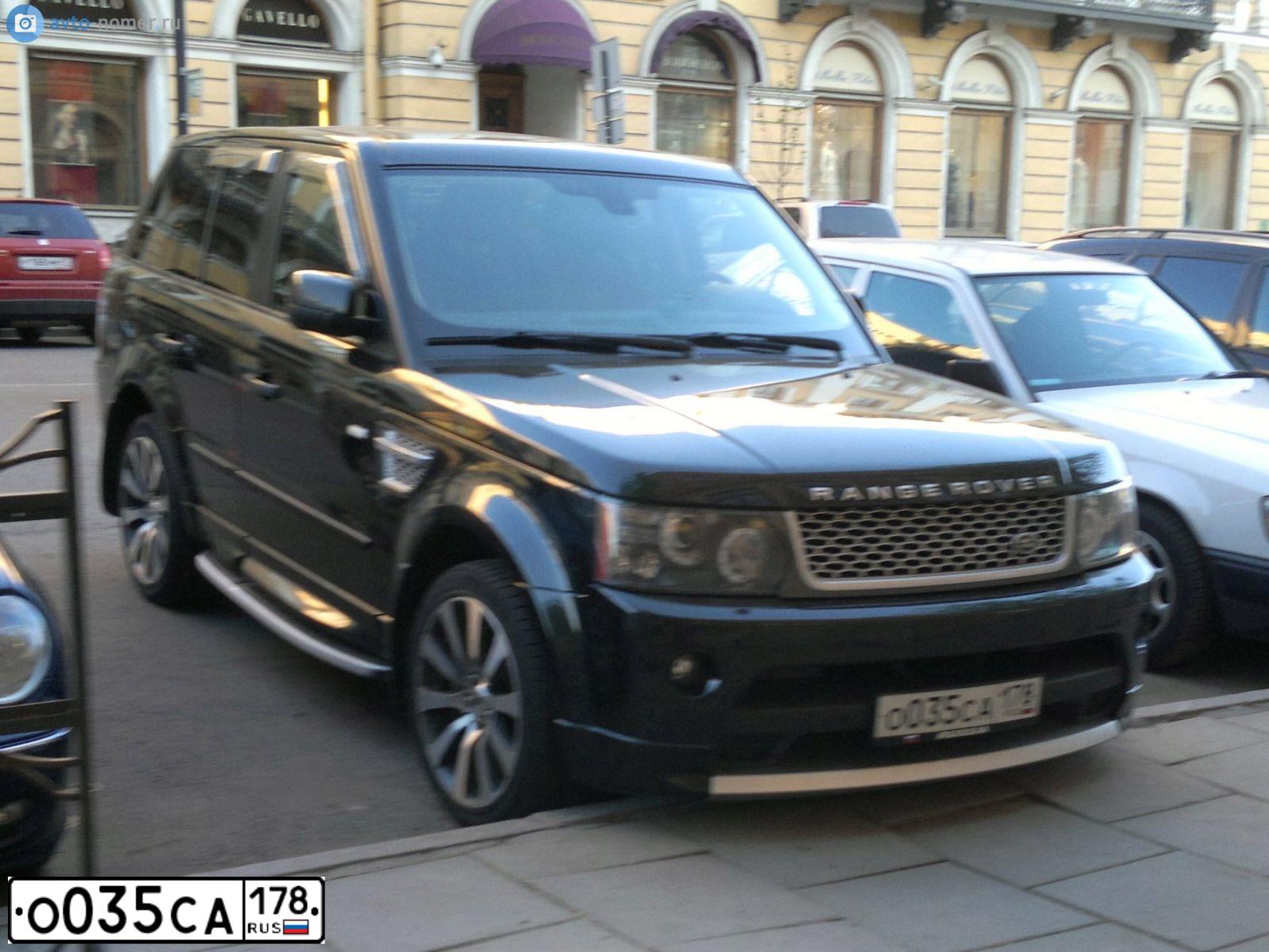 Фото автомобиля LANDROVER RANGE ROVER SPORT, 2010 — госномер О035СА178. Цвет: ЧЕРНЫЙ