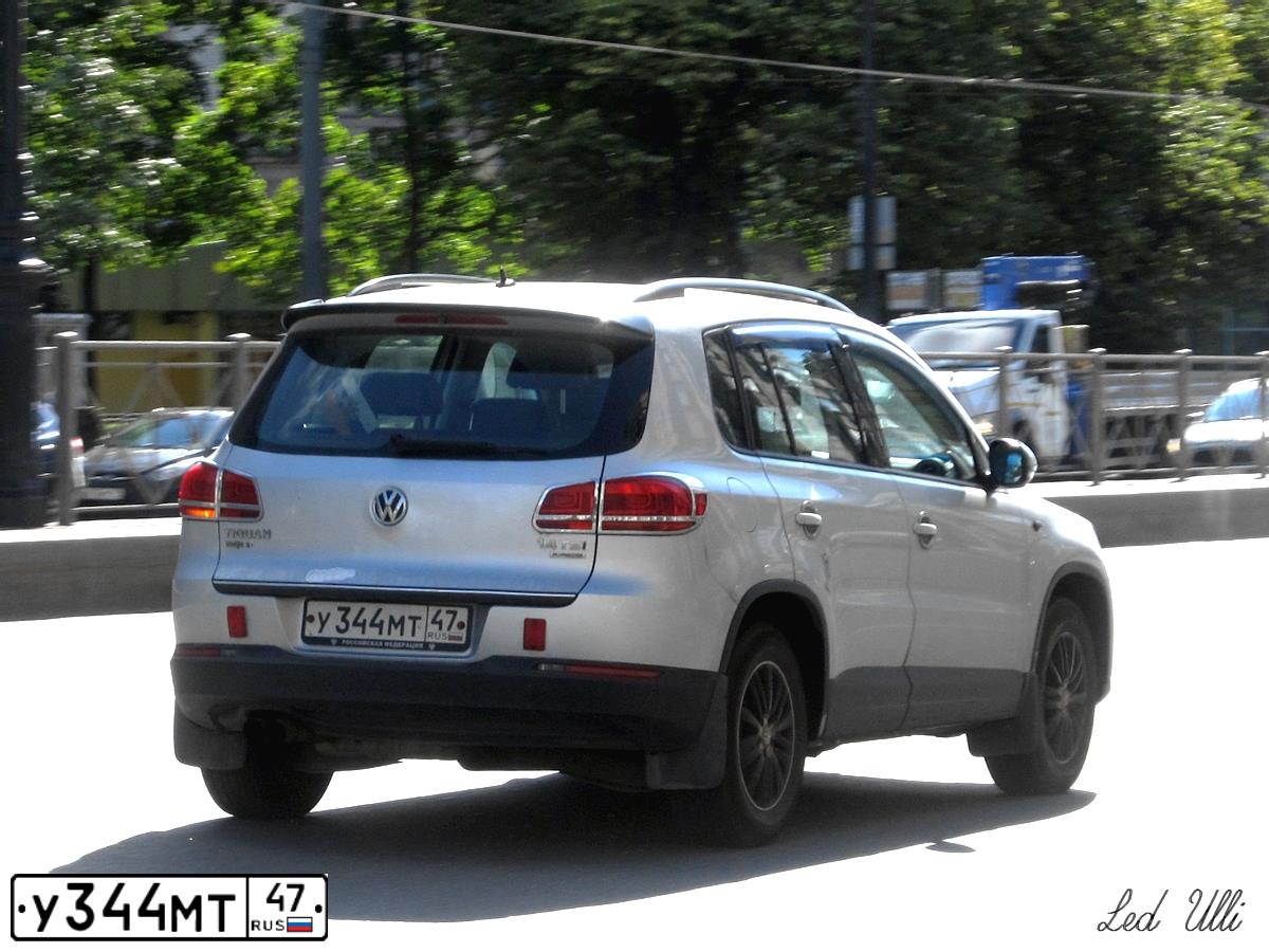 Фото автомобиля VOLKSWAGEN TIGUAN, 2011 — госномер У344МТ47. Цвет: СЕРЕБРИСТЫЙ