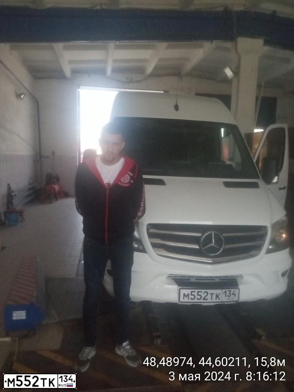 Фото автомобиля MERCEDES SPRINTER, 2014 — госномер М552ТК134. Цвет: Белый