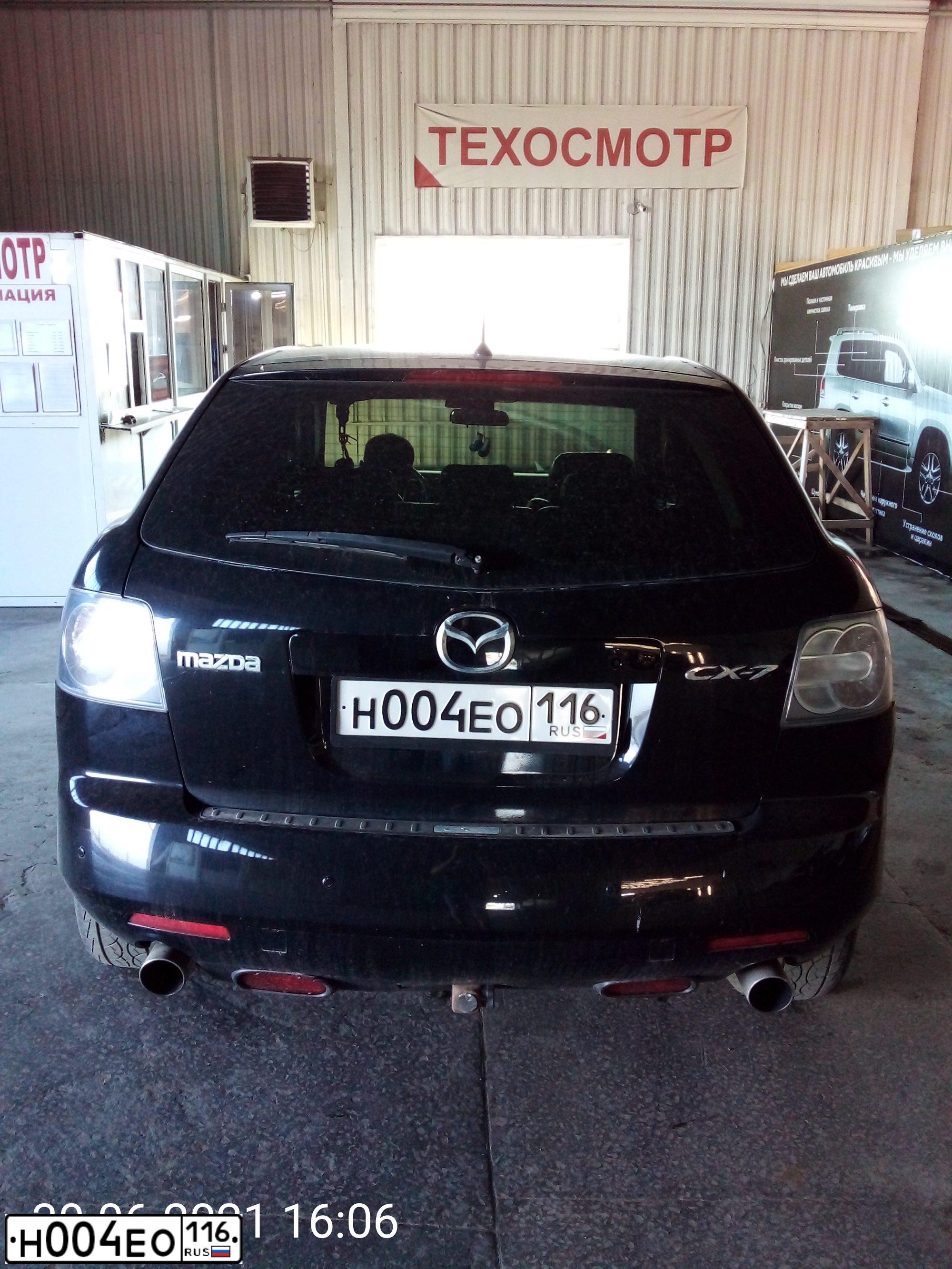 Фото автомобиля MAZDA CX-7, 2008 — госномер Н004ЕО116. Цвет: ЧЕРНЫЙ