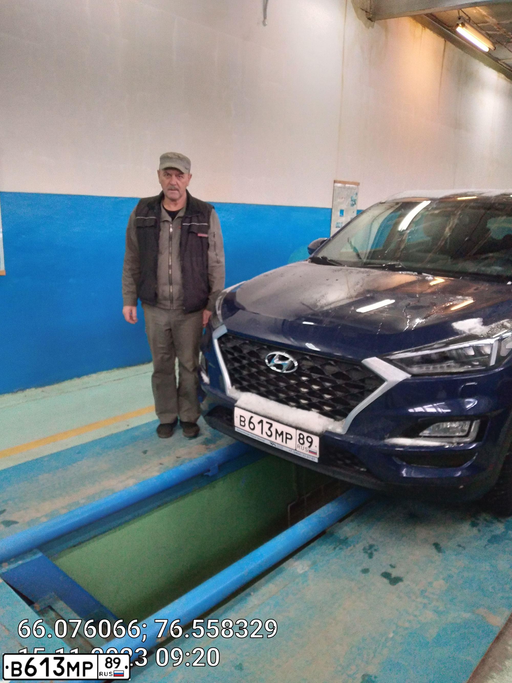 Фото автомобиля HYUNDAI TUCSON, 2018 — госномер В613МР89. Цвет: СИНИЙ