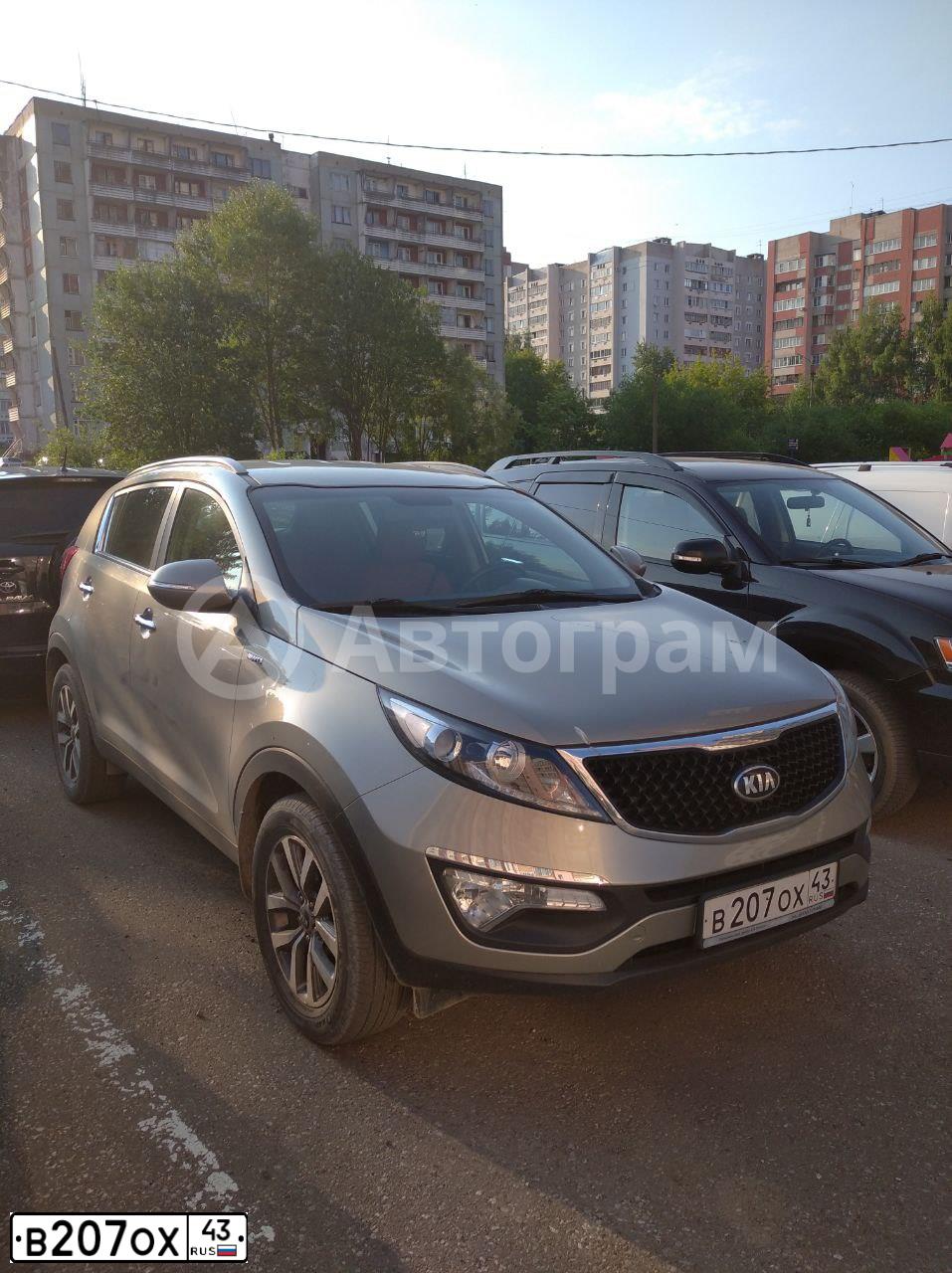 Фото автомобиля KIA SPORTAGE, 2014 — госномер В207ОХ43. Цвет: СЕРЕБРИСТЫЙ