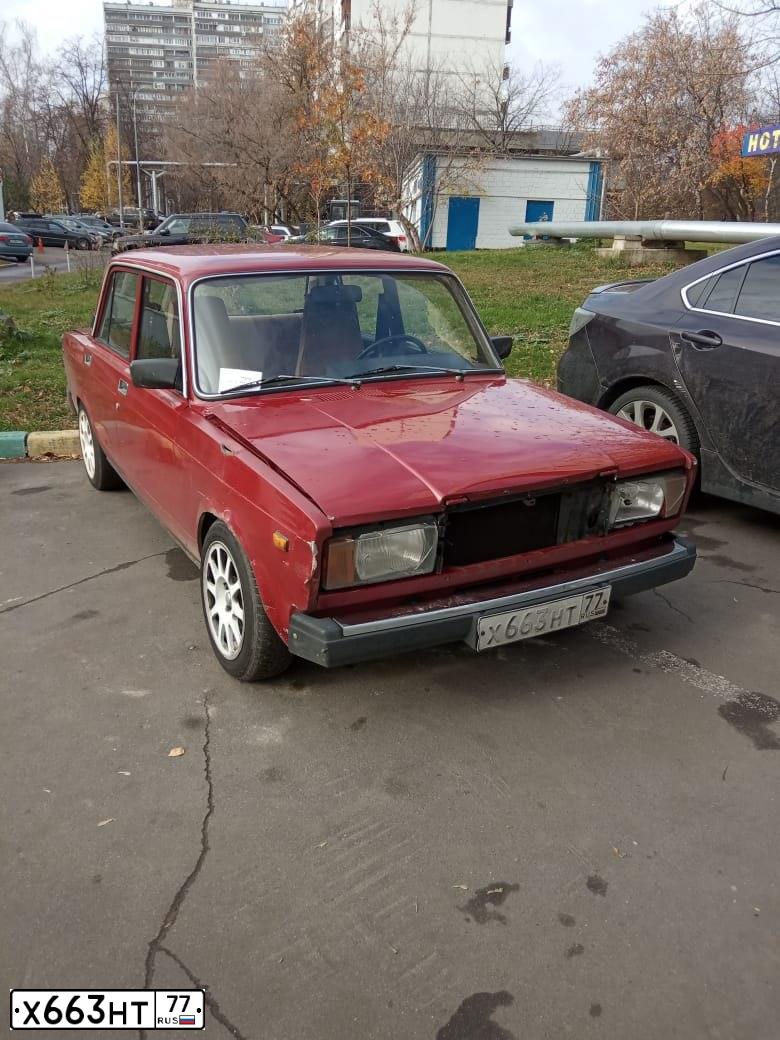 Фото автомобиля LADA 2107, 1988 — госномер Х663НТ77. Цвет: ТЕМНО-КРАСНЫЙ