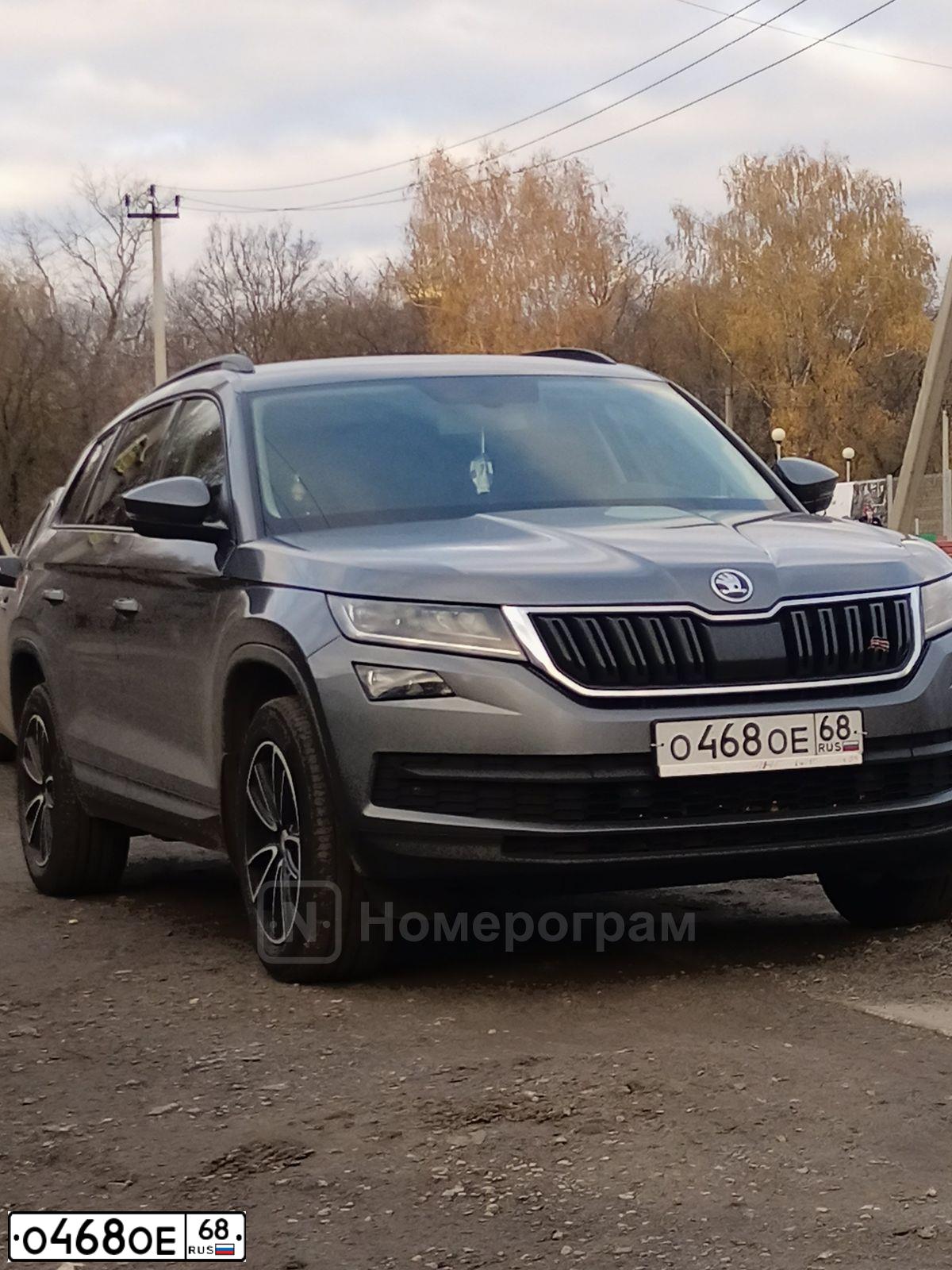 Фото автомобиля SKODA KODIAQ, 2020 — госномер О468ОЕ68. Цвет: СЕРЫЙ