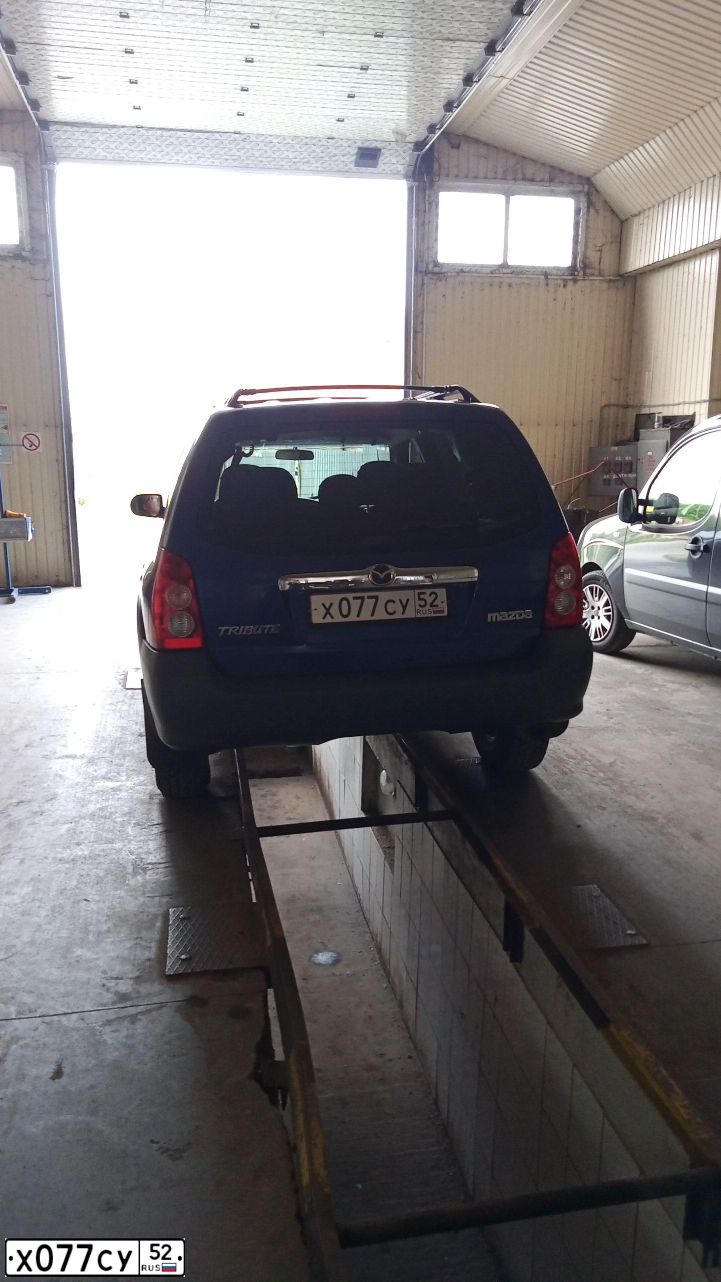 Фото автомобиля MAZDA TRIBUTE, 2005 — госномер Х077СУ52. Цвет: синий