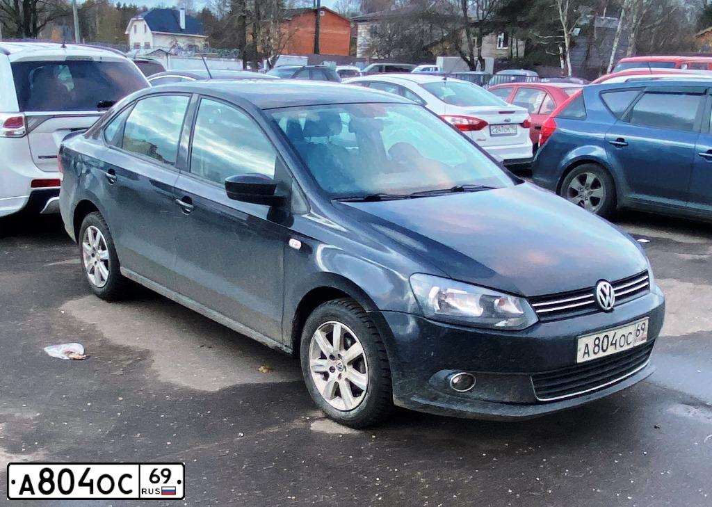 Фото автомобиля VOLKSWAGEN POLO, 2011 — госномер А804ОС69. Цвет: ЧЕРНЫЙ