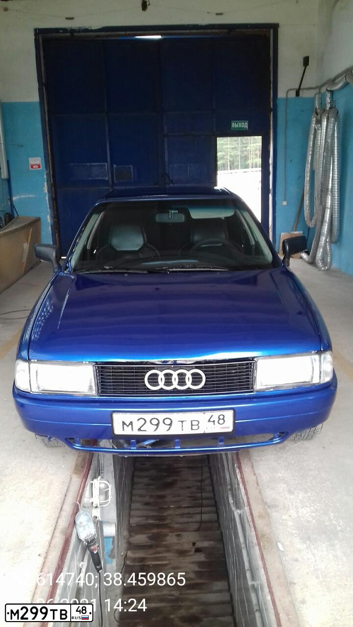 Фото автомобиля AUDI 80, 1989 — госномер М299ТВ48. Цвет: синий