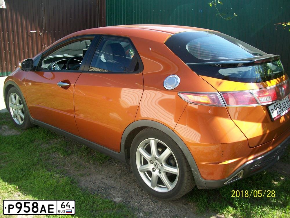 Фото автомобиля HONDA CIVIC, 2008 — госномер К149КМ761. Цвет: Оранжевый