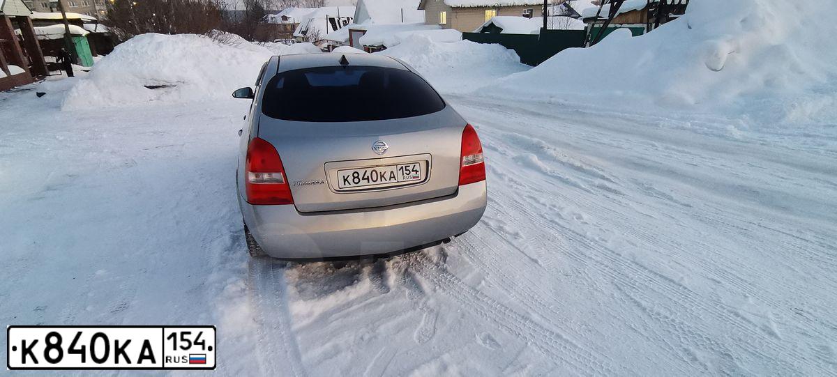 Фото автомобиля NISSAN PRIMERA, 2006 — госномер Н087НН154. Цвет: Серебристый