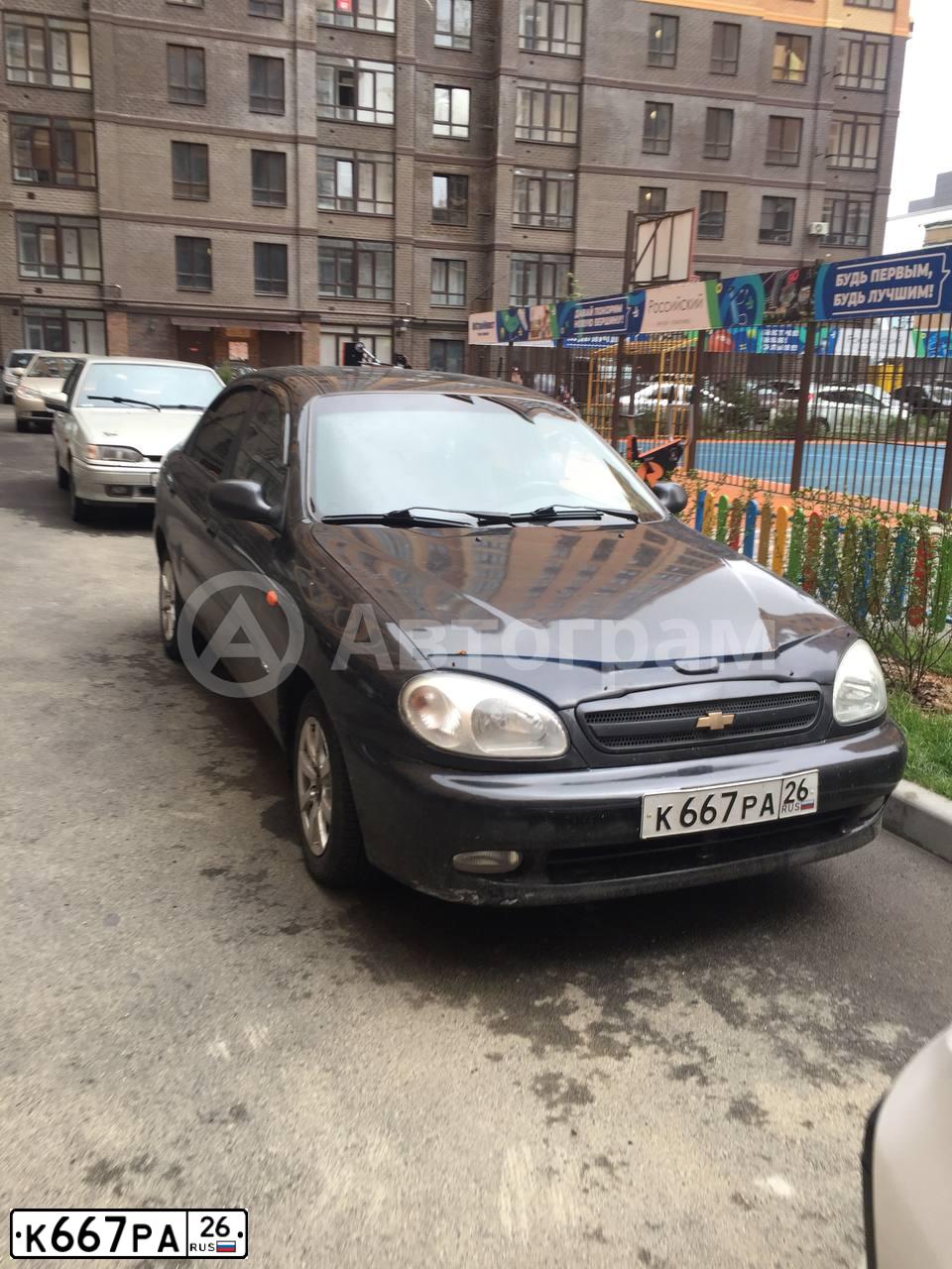 Фото автомобиля ZAZ LANOS, 2008 — госномер К667РА26. Цвет: ЧЕРНЫЙ