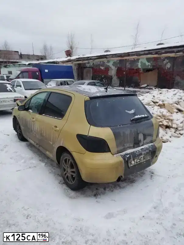 Фото автомобиля PEUGEOT 307, 2003 — госномер К125СА196. Цвет: ЖЁЛТЫЙ