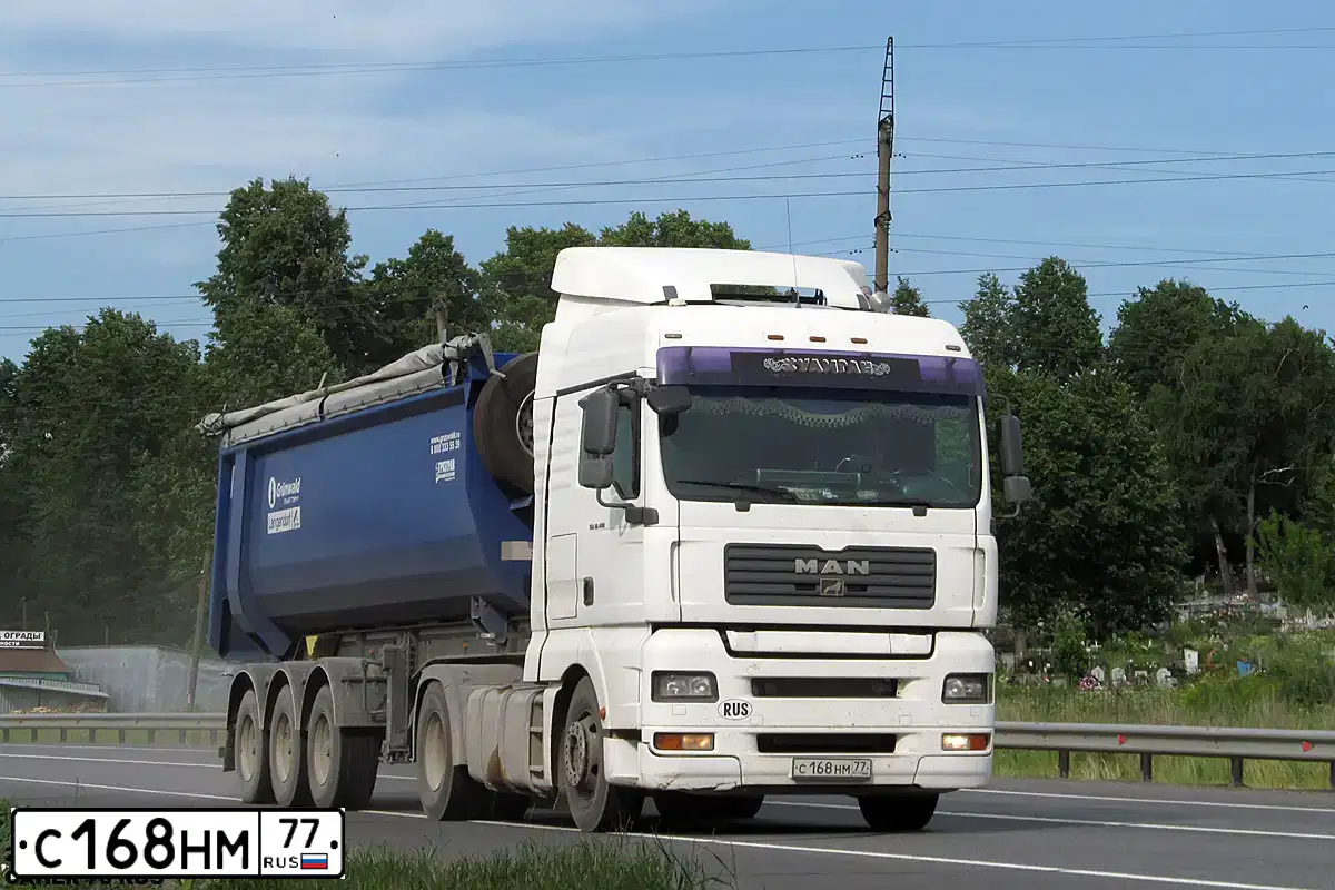 Фото автомобиля MAN TGA 18.XXX /4X2/, 2008 — госномер С168НМ77. Цвет: БЕЛЫЙ