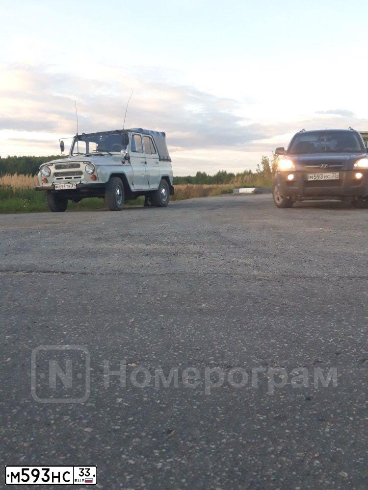 Фото автомобиля HYUNDAI TUCSON, 2007 — госномер М593НС33. Цвет: СИНИЙ