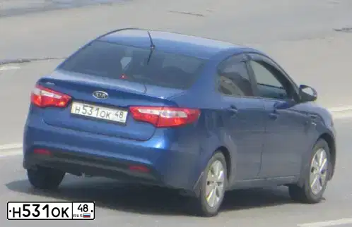 Фото автомобиля KIA RIO, 2011 — госномер В889ЕВ136. Цвет: синий