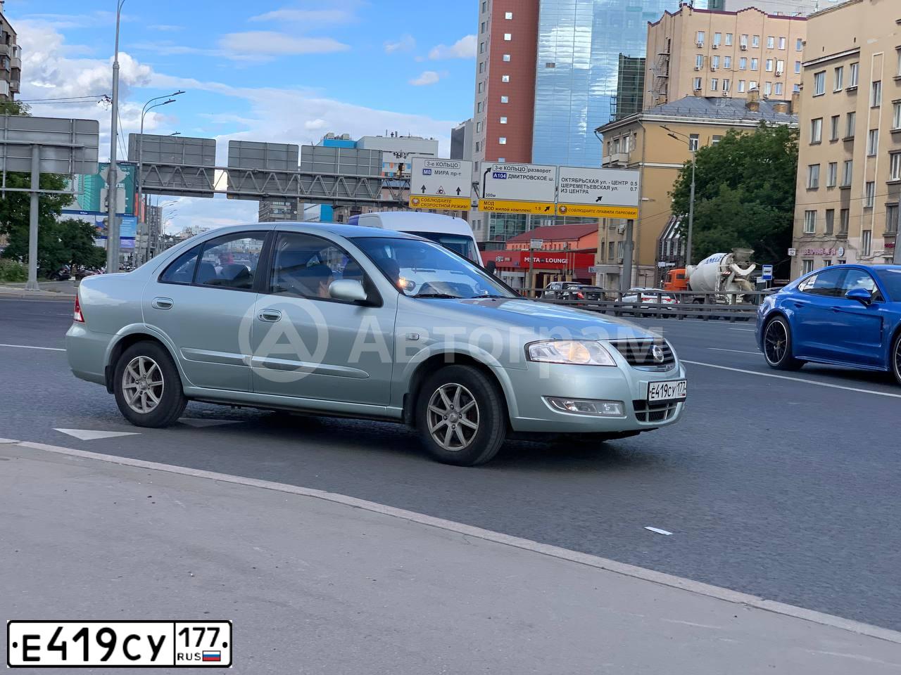 Фото автомобиля NISSAN ALMERA, 2007 — госномер Е419СУ177. Цвет: СВЕТЛО-СЕРЫЙ