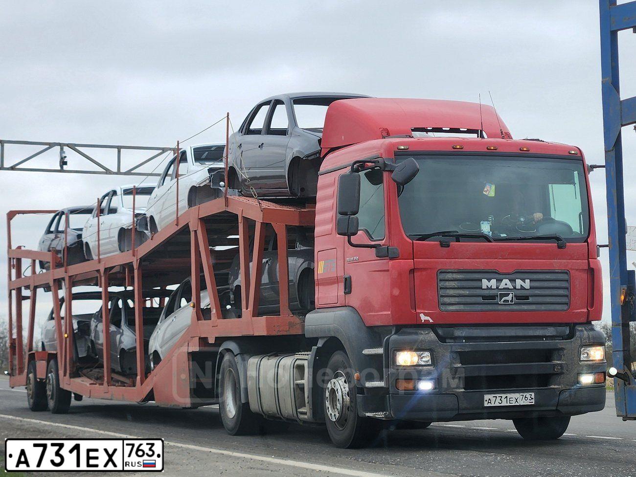 Фото автомобиля MAN TGA 18.XXX /4X2/, 2006 — госномер А731ЕХ763. Цвет: Красный
