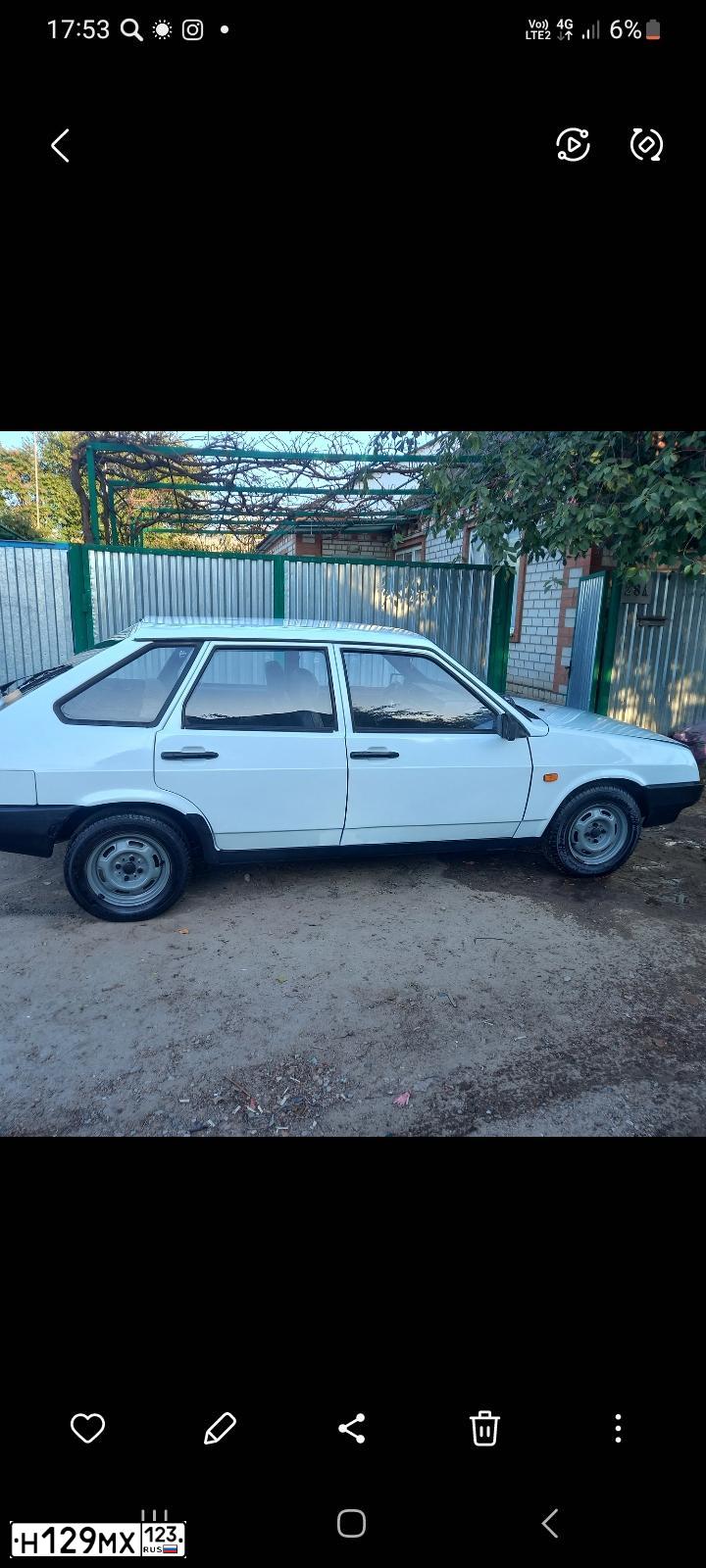 Фото автомобиля VAZ 2109 SAMARA, 1998 — госномер Н129МХ123
