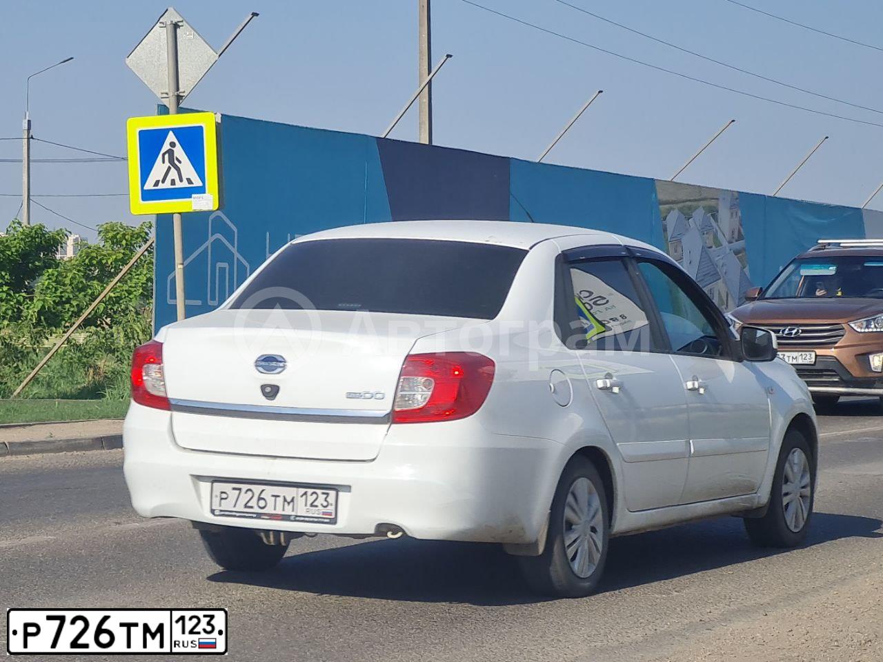 Фото автомобиля DATSUN ON-DO, 2017 — госномер Р726ТМ123. Цвет: БЕЛЫЙ