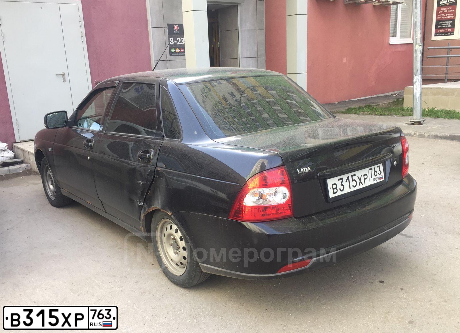 Фото автомобиля LADA 2170 PRIORA, 2008 — госномер В315ХР763. Цвет: Темно-зеленый