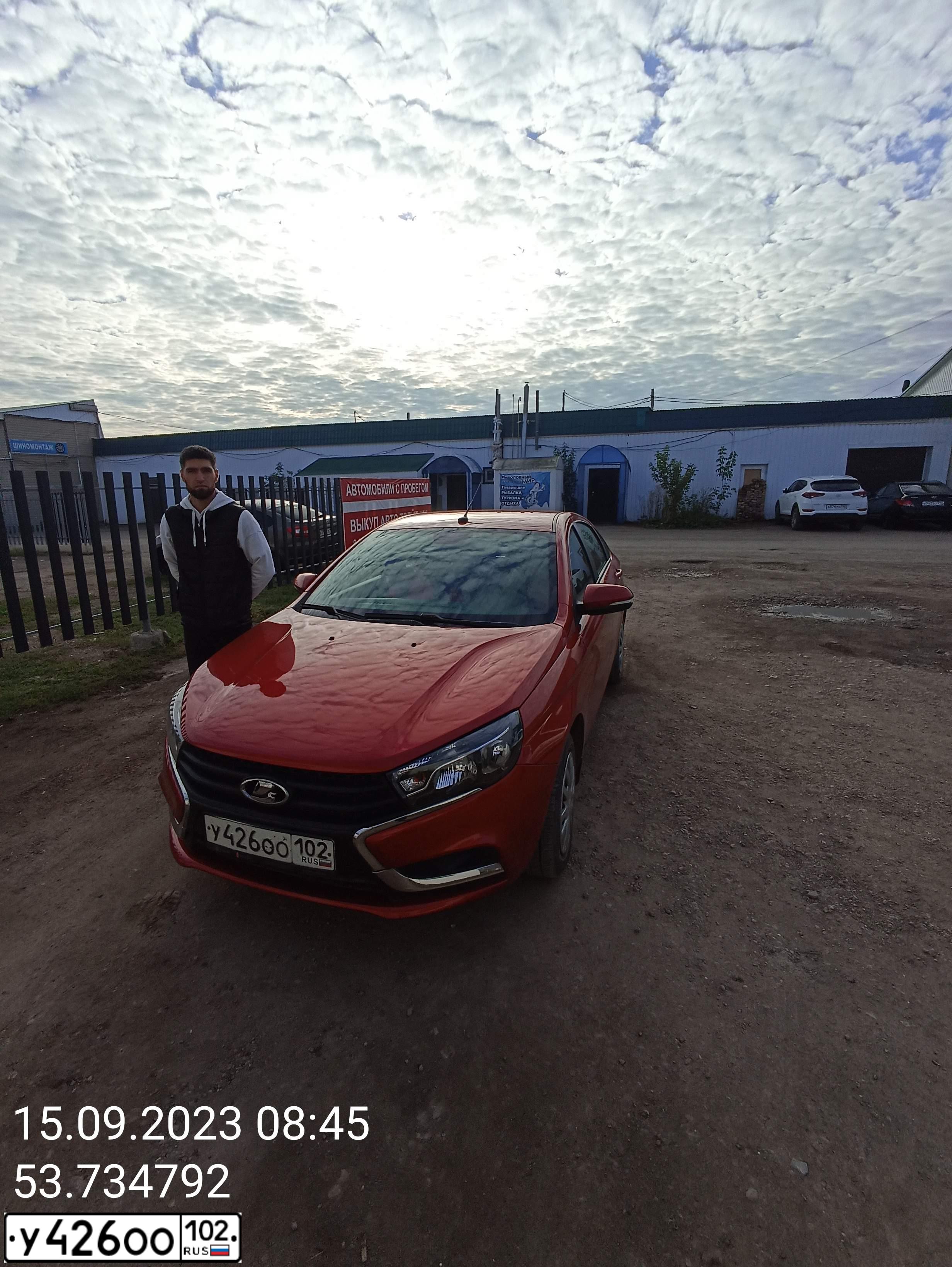 Фото автомобиля LADA VESTA, 2017 — госномер М359МЕ702. Цвет: КРАСНЫЙ