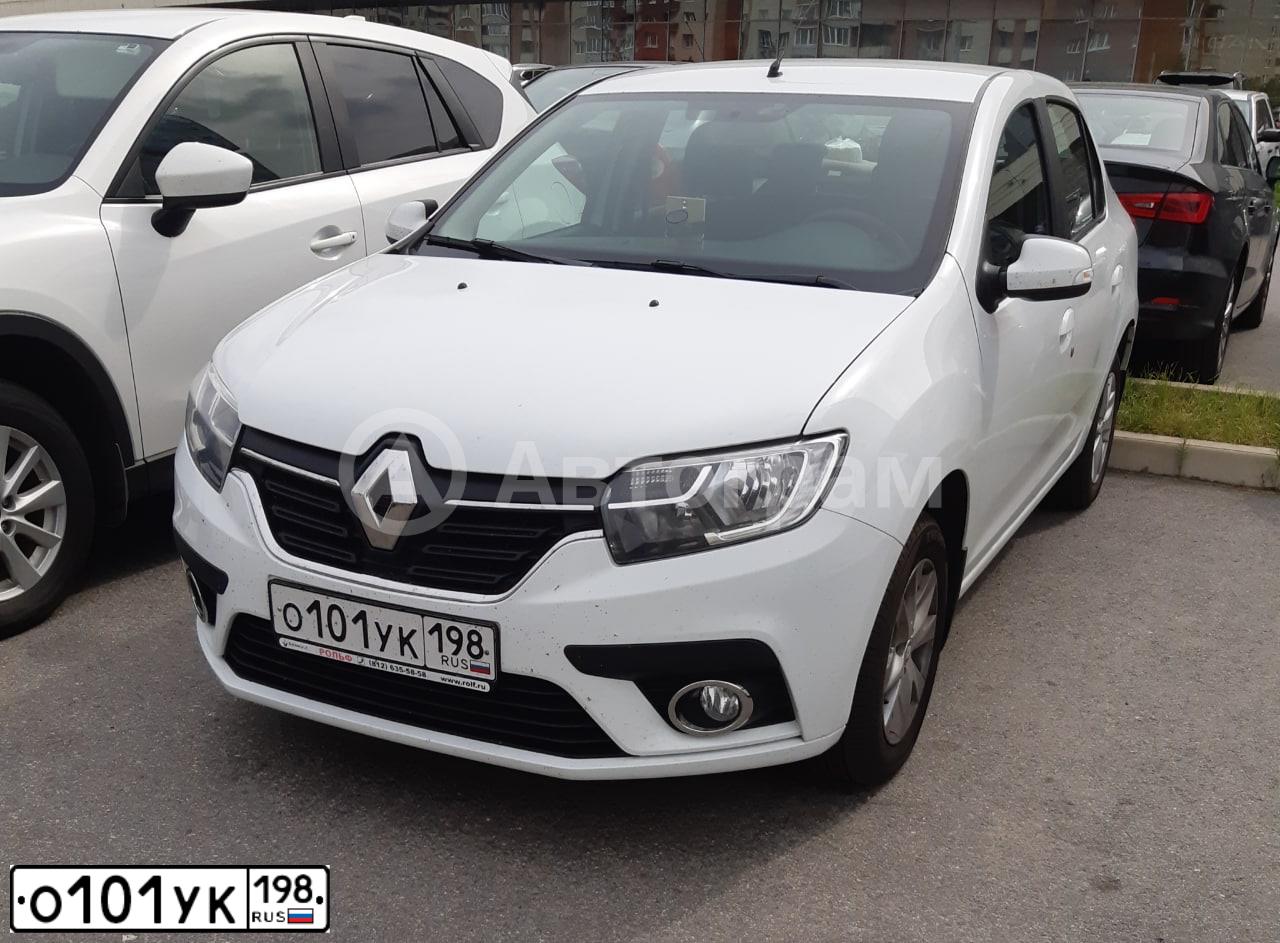 Фото автомобиля RENAULT LOGAN, 2020 — госномер О101УК198. Цвет: Белый