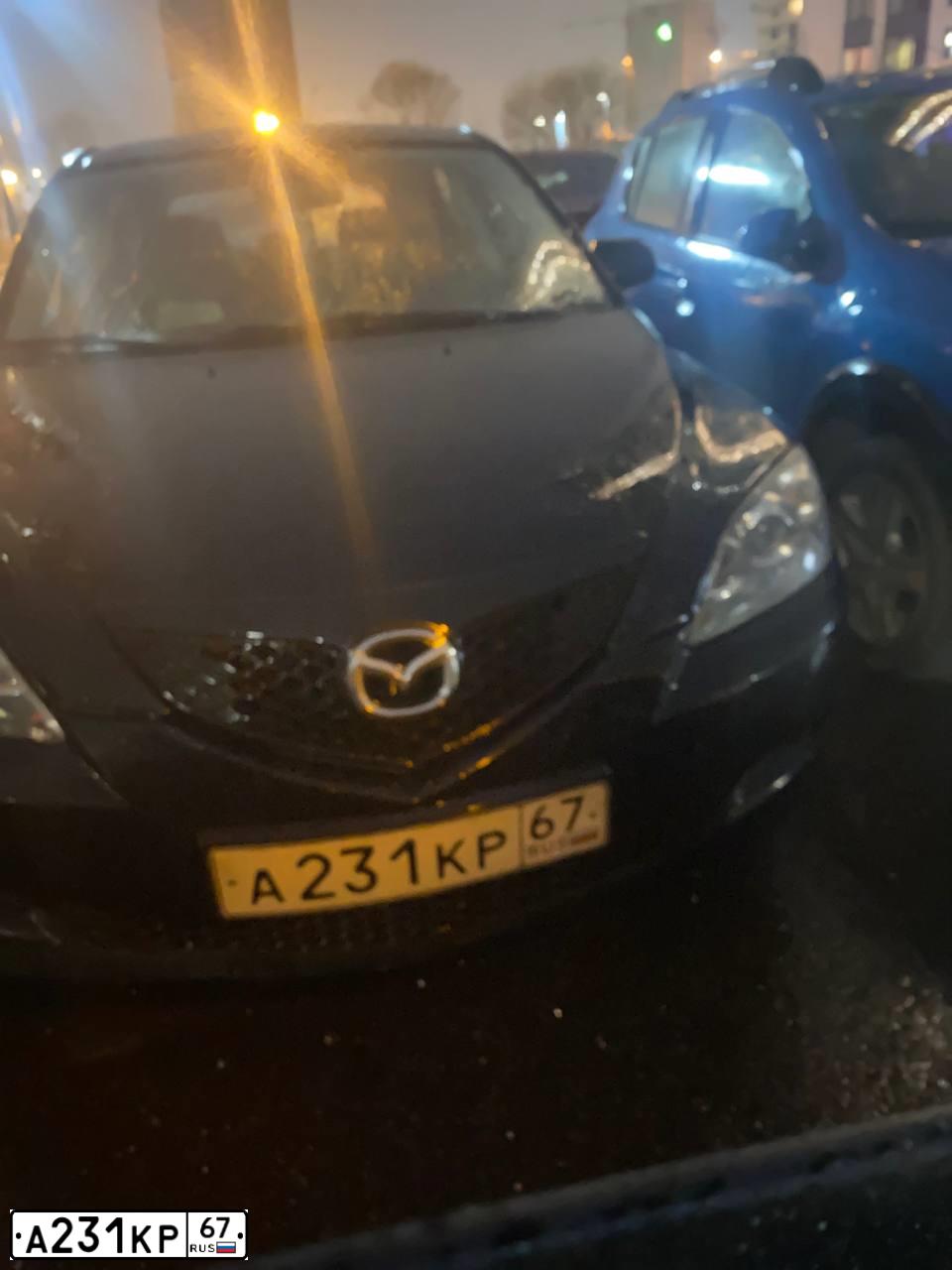 Фото автомобиля MAZDA 3, 2008 — госномер А231КР67. Цвет: ЧЕРНЫЙ
