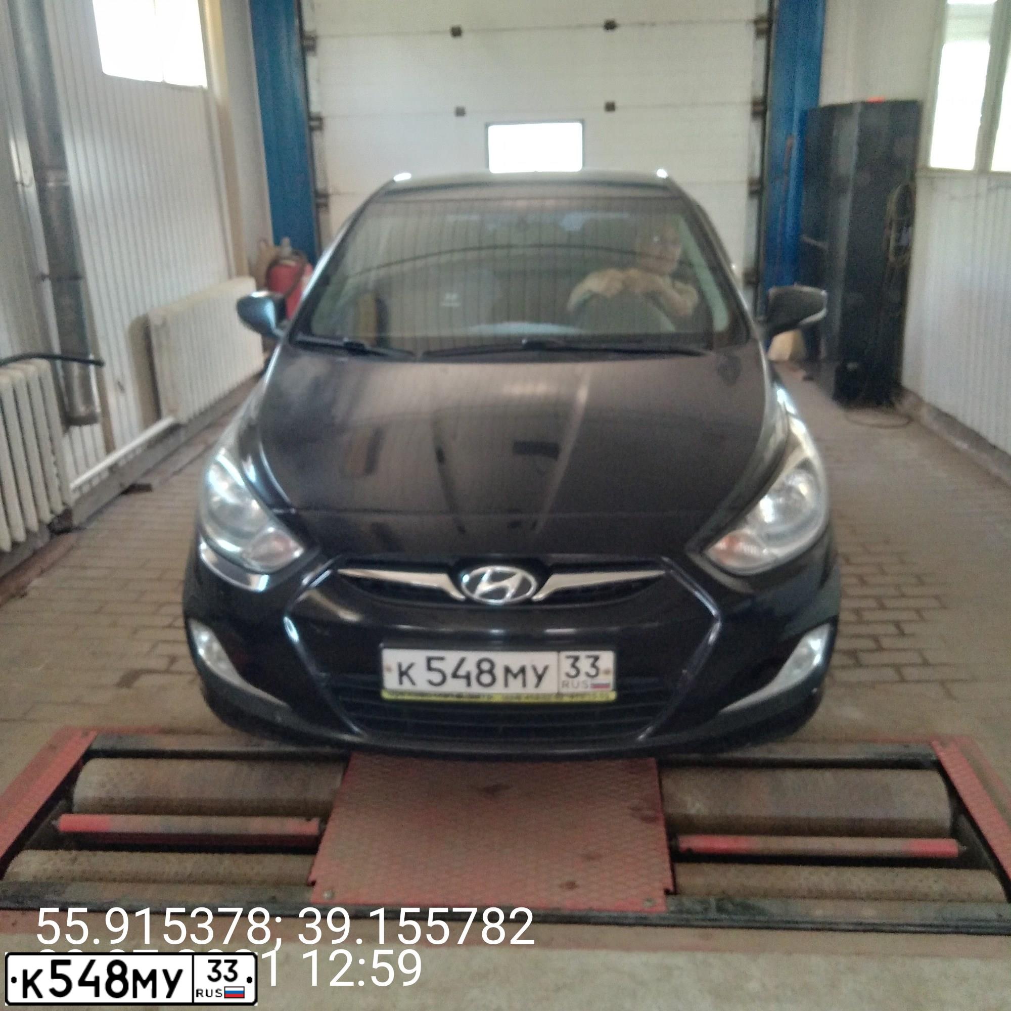 Фото автомобиля HYUNDAI SOLARIS, 2011 — госномер К548МУ33. Цвет: ЧЕРНЫЙ