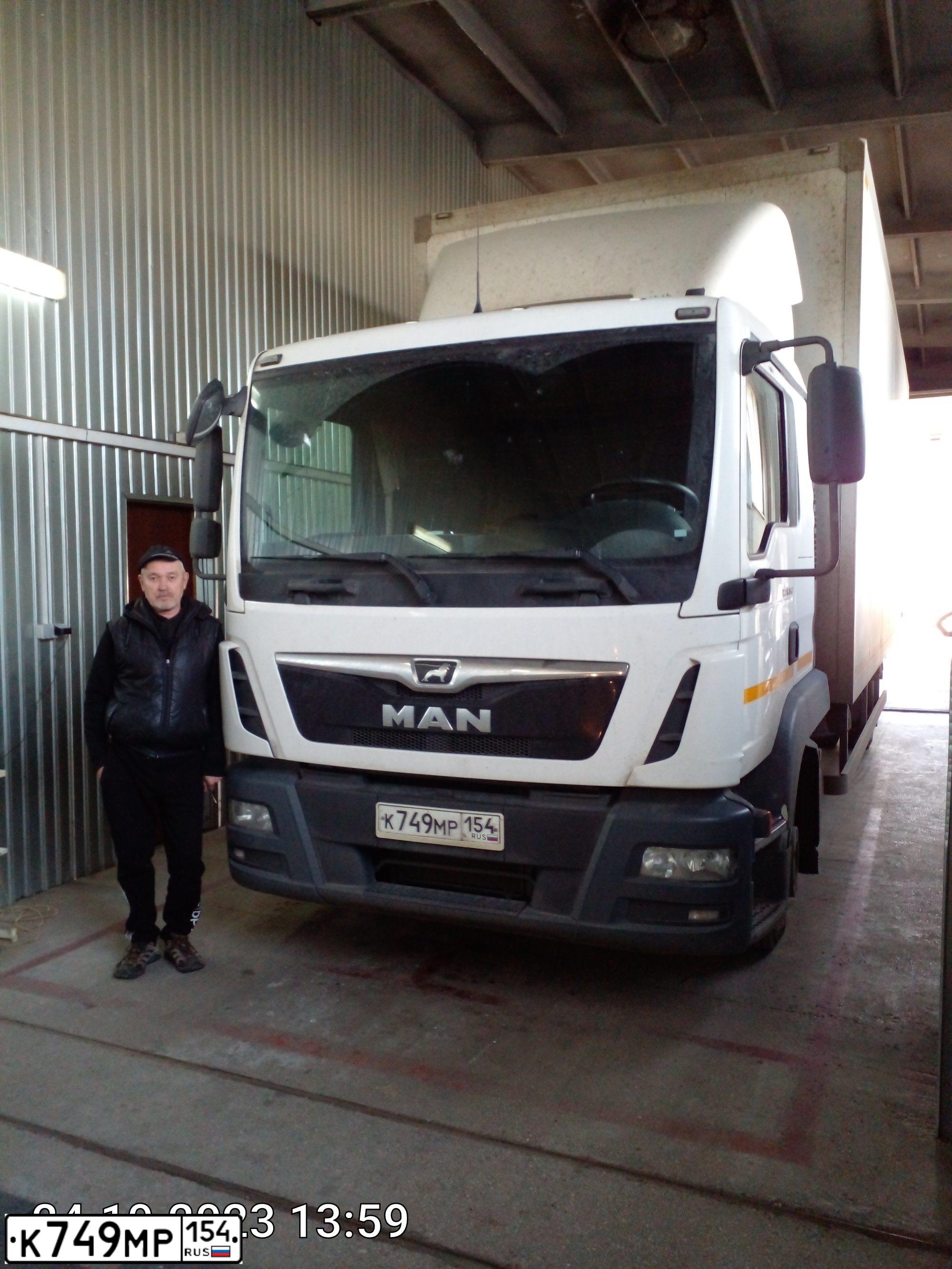 Фото автомобиля MAN TGL 10/12.XXX /4X2/, 2020 — госномер К749МР154. Цвет: БЕЛЫЙ