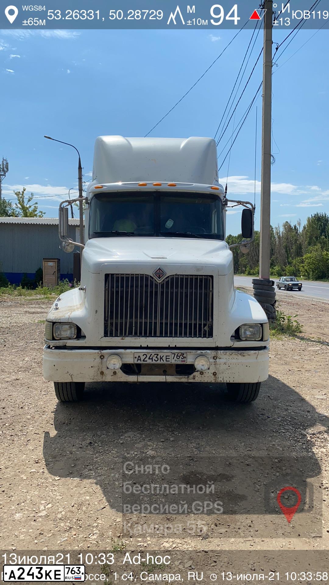 Фото автомобиля INTERNATIONAL HEAVY TRUCK 8500-9900, 2003 — госномер А243КЕ763. Цвет: Белый