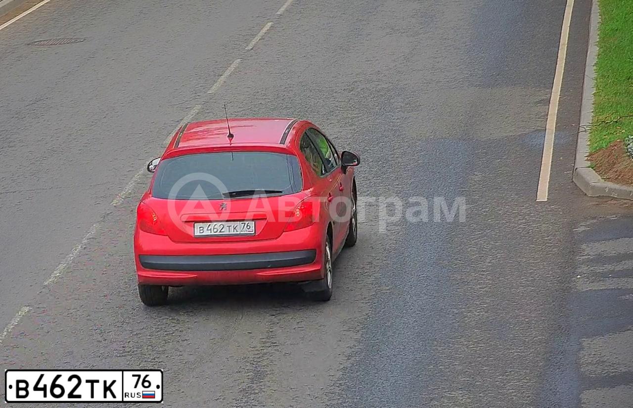 Фото автомобиля PEUGEOT 207, 2008 — госномер В462ТК76. Цвет: КРАСНЫЙ