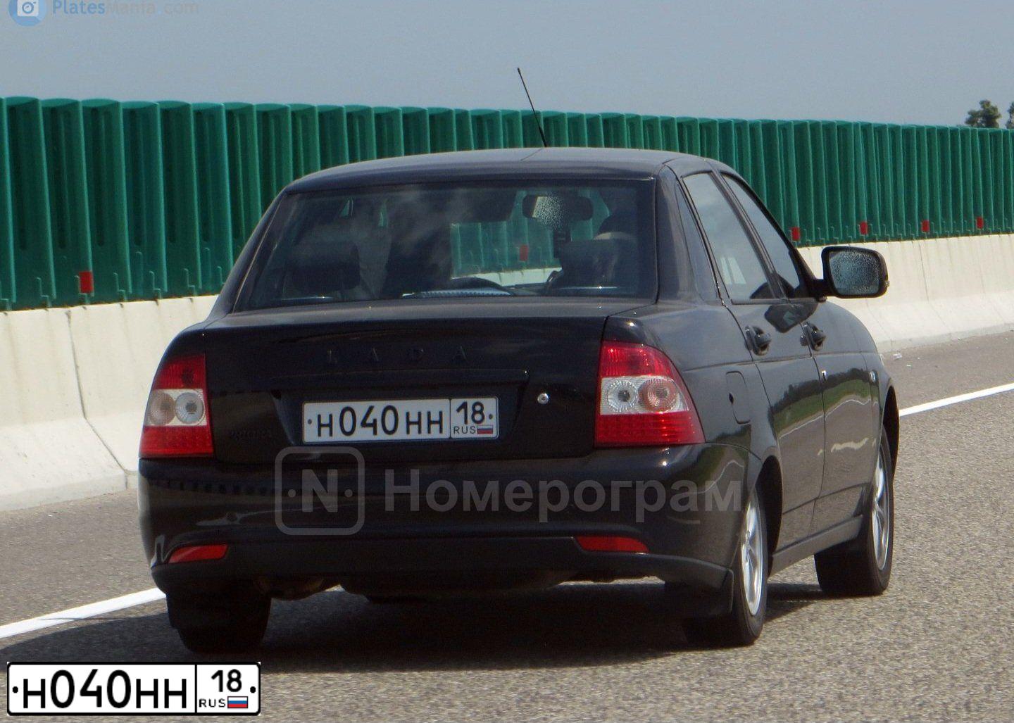 Фото автомобиля LADA 2170 PRIORA, 2014 — госномер Н040НН18. Цвет: ЧЕРНЫЙ