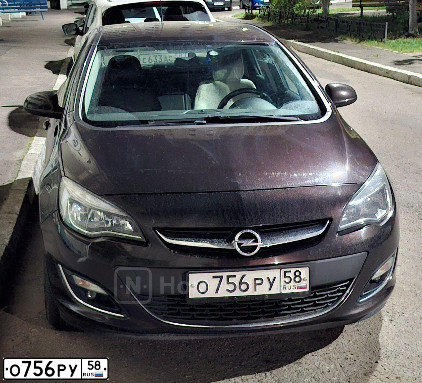 Фото автомобиля OPEL ASTRA, 2013 — госномер О756РУ58. Цвет: КОРИЧНЕВЫЙ МЕТАЛЛИК