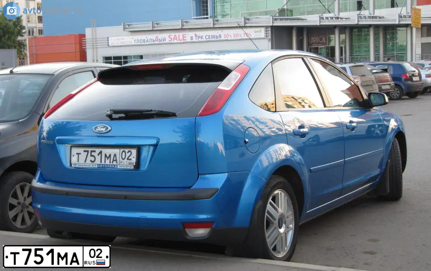 Фото автомобиля FORD FOCUS, 2006 — госномер Н567ТХ102. Цвет: голубой