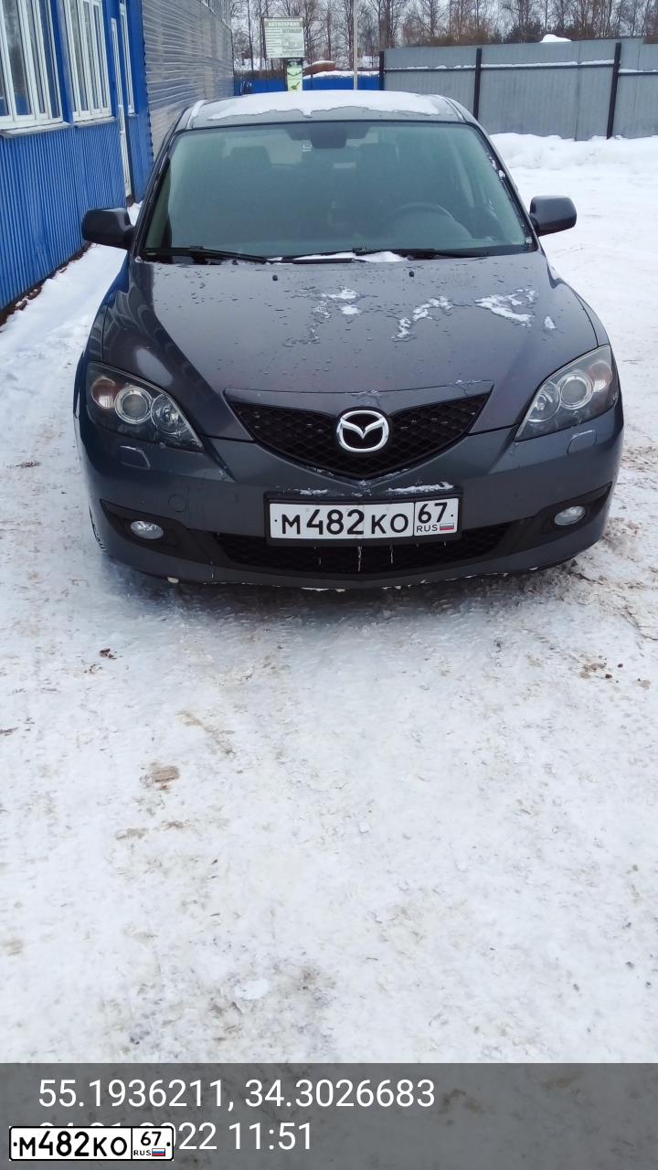 Фото автомобиля MAZDA 3, 2008 — госномер О916ТС69. Цвет: СЕРЫЙ