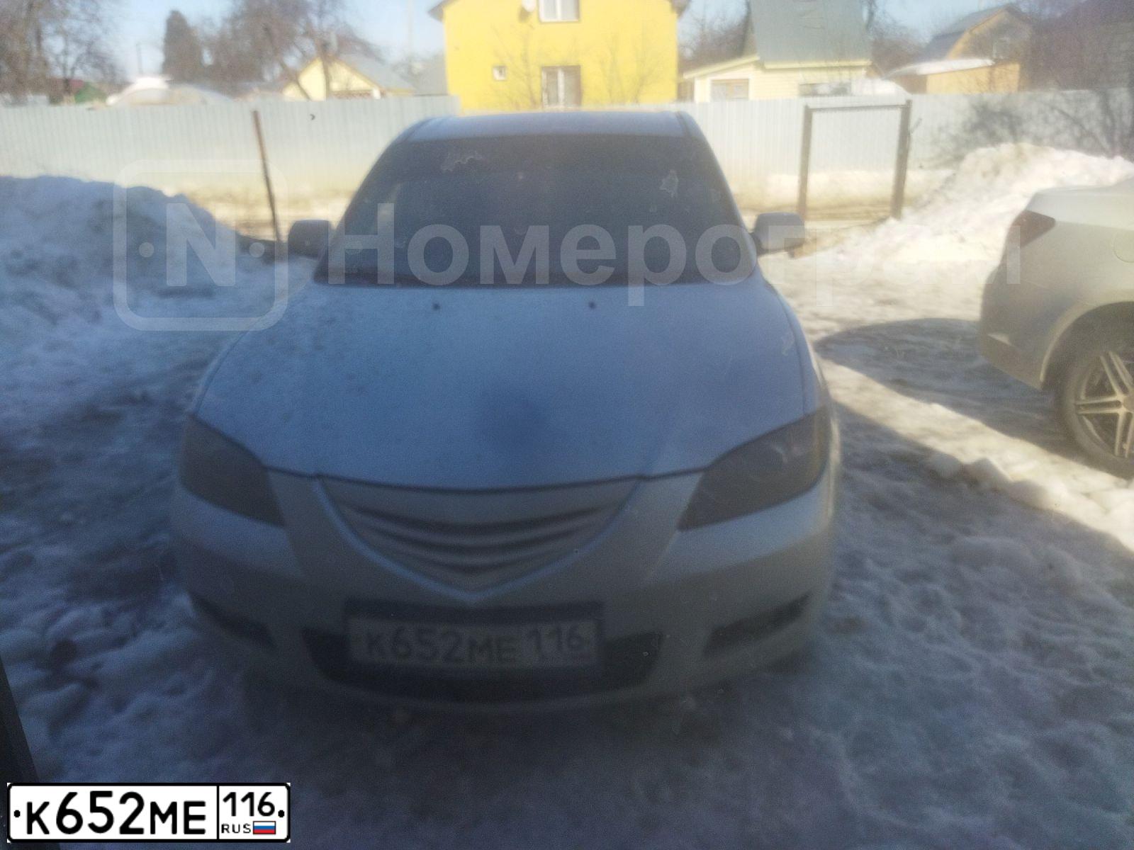 Фото автомобиля MAZDA 3, 2008 — госномер К652МЕ116. Цвет: СЕРЕБРИСТЫЙ