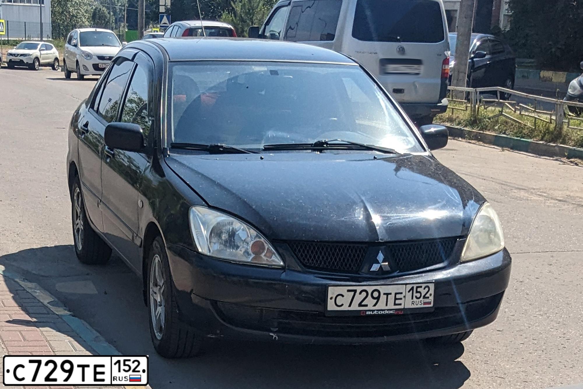 Фото автомобиля MITSUBISHI LANCER, 2007 — госномер С729ТЕ152. Цвет: ЧЕРНЫЙ
