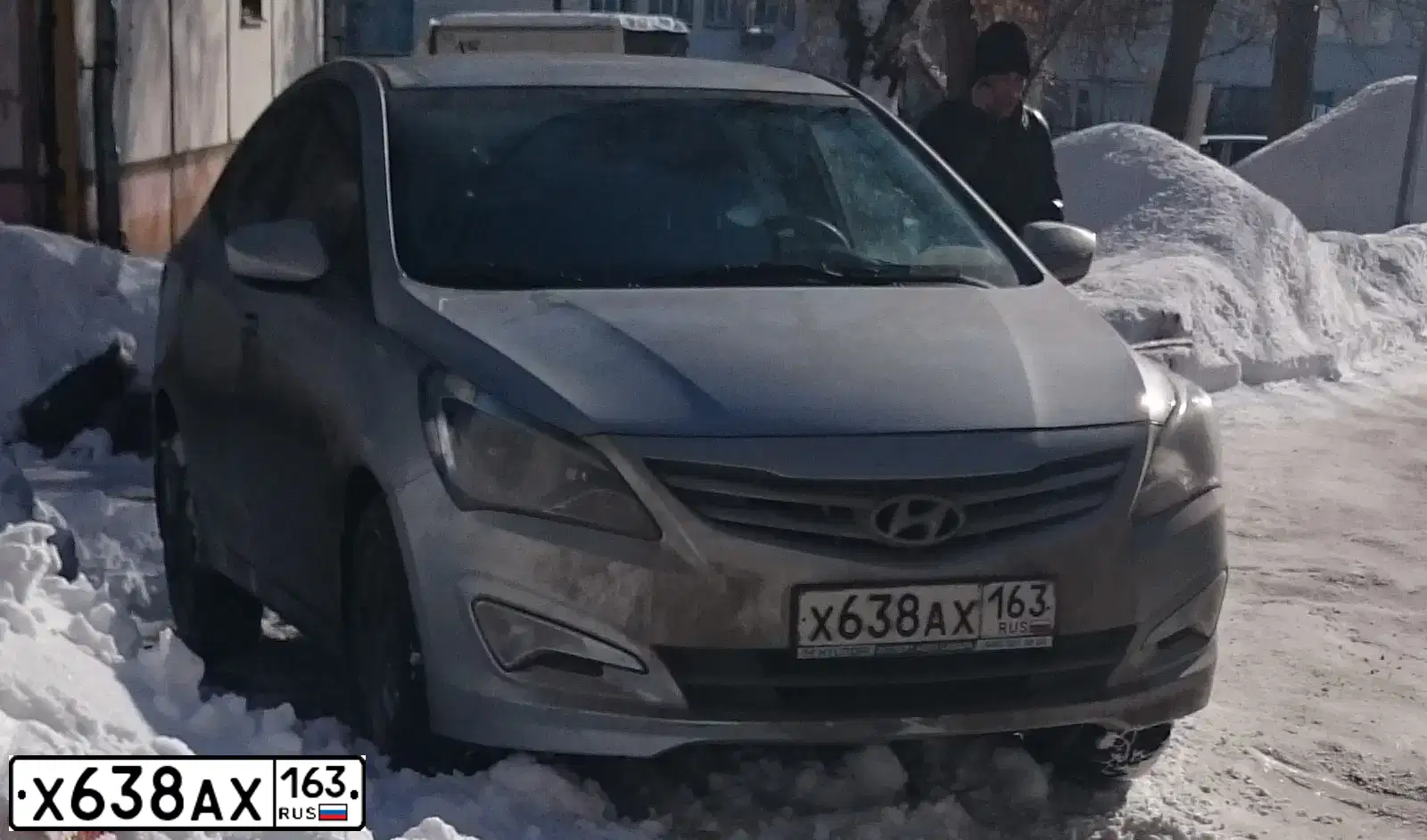 Фото автомобиля HYUNDAI SOLARIS, 2015 — госномер К104МК763. Цвет: СЕРЕБРИСТЫЙ