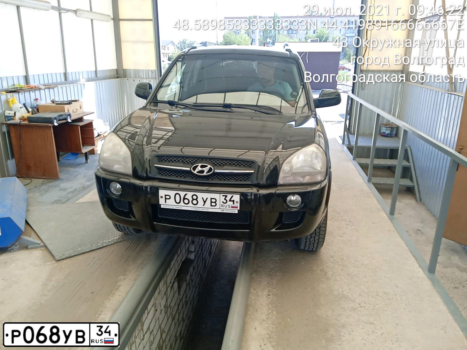 Фото автомобиля HYUNDAI TUCSON, 2007 — госномер Р068УВ34. Цвет: ЧЕРНЫЙ