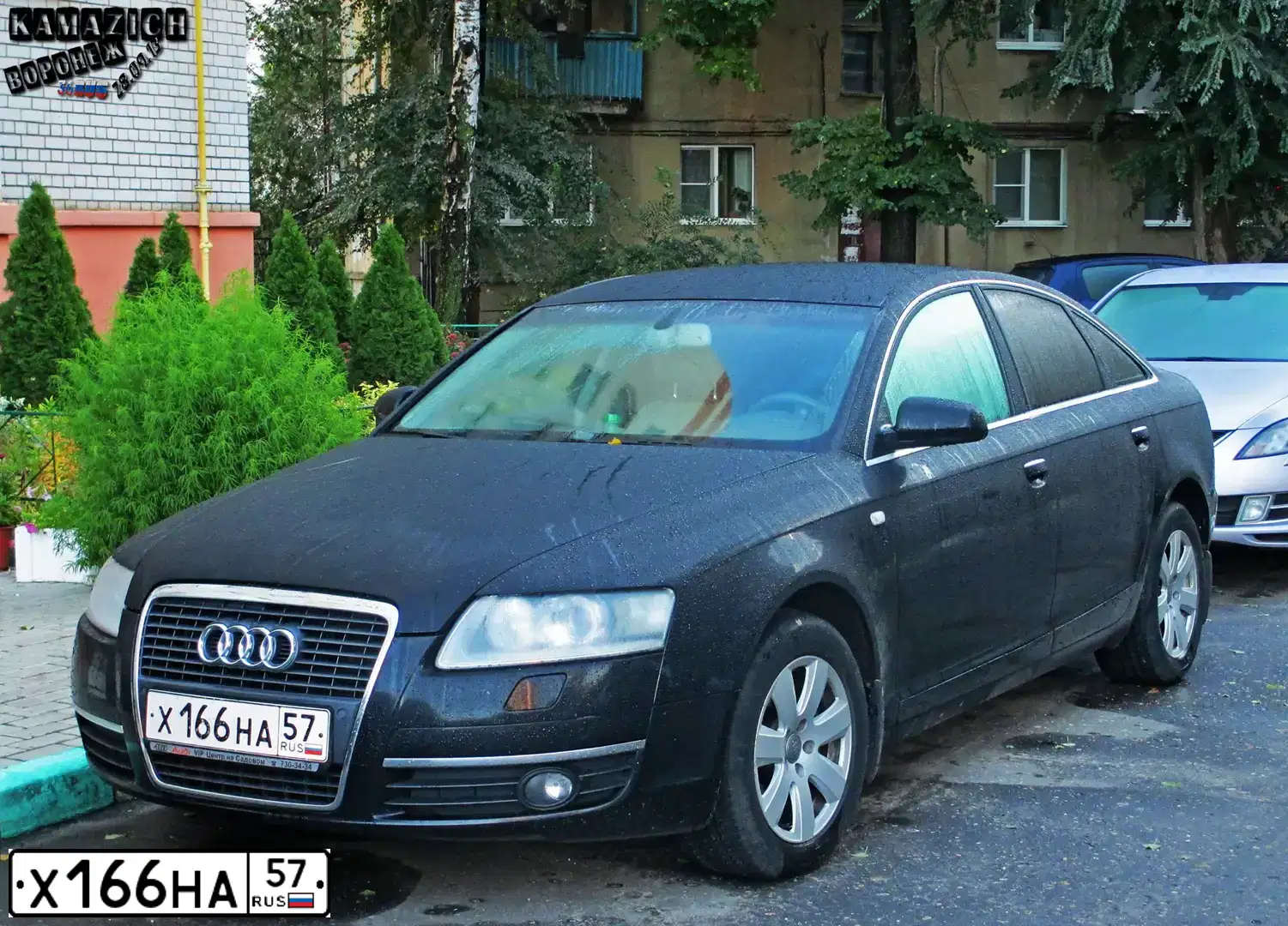 Фото автомобиля AUDI A6, 2004 — госномер Х166НА57. Цвет: ЧЕРНЫЙ