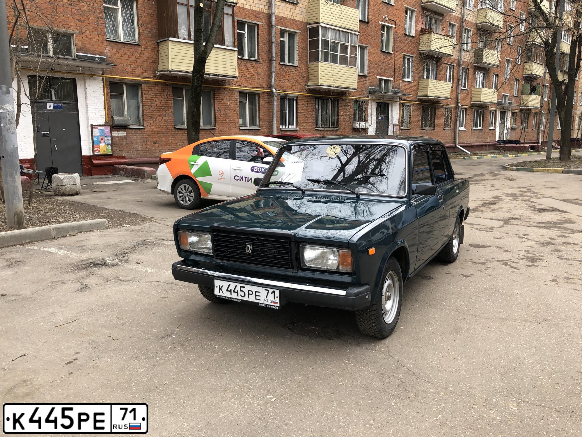 Фото автомобиля LADA 2107, 2008 — госномер К445РЕ71. Цвет: Темно-зеленый
