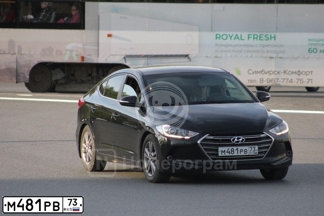 Фото автомобиля HYUNDAI ELANTRA, 2017 — госномер М481РВ73. Цвет: ЧЕРНЫЙ