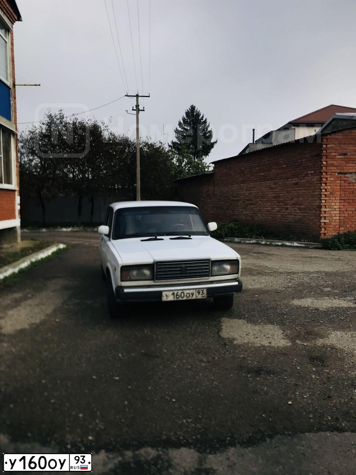 Фото автомобиля LADA 2107, 2007 — госномер У160ОУ93. Цвет: ЯРКО-БЕЛЫЙ