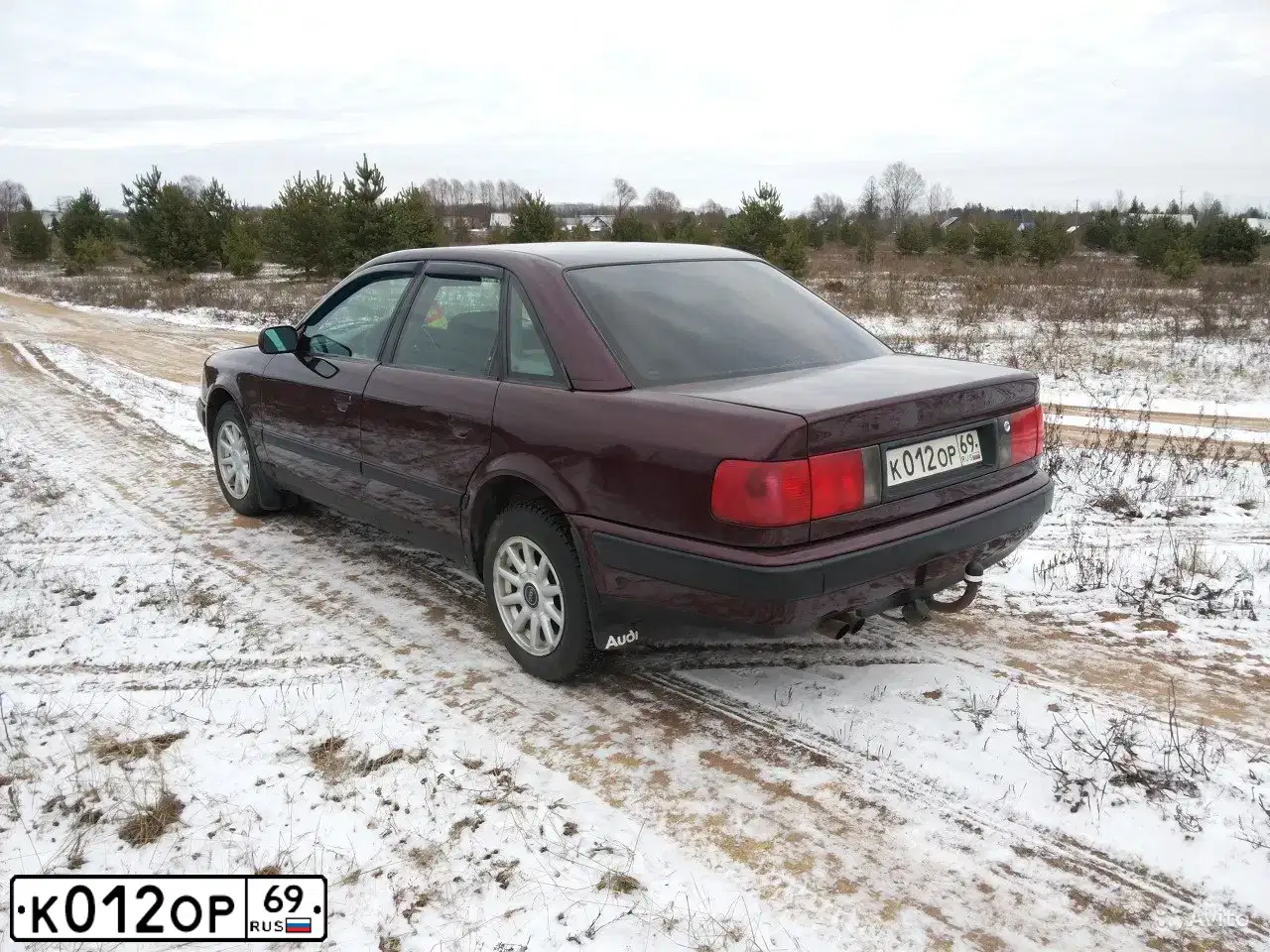 Фото автомобиля AUDI 100, 1992 — госномер К012ОР69. Цвет: Красный