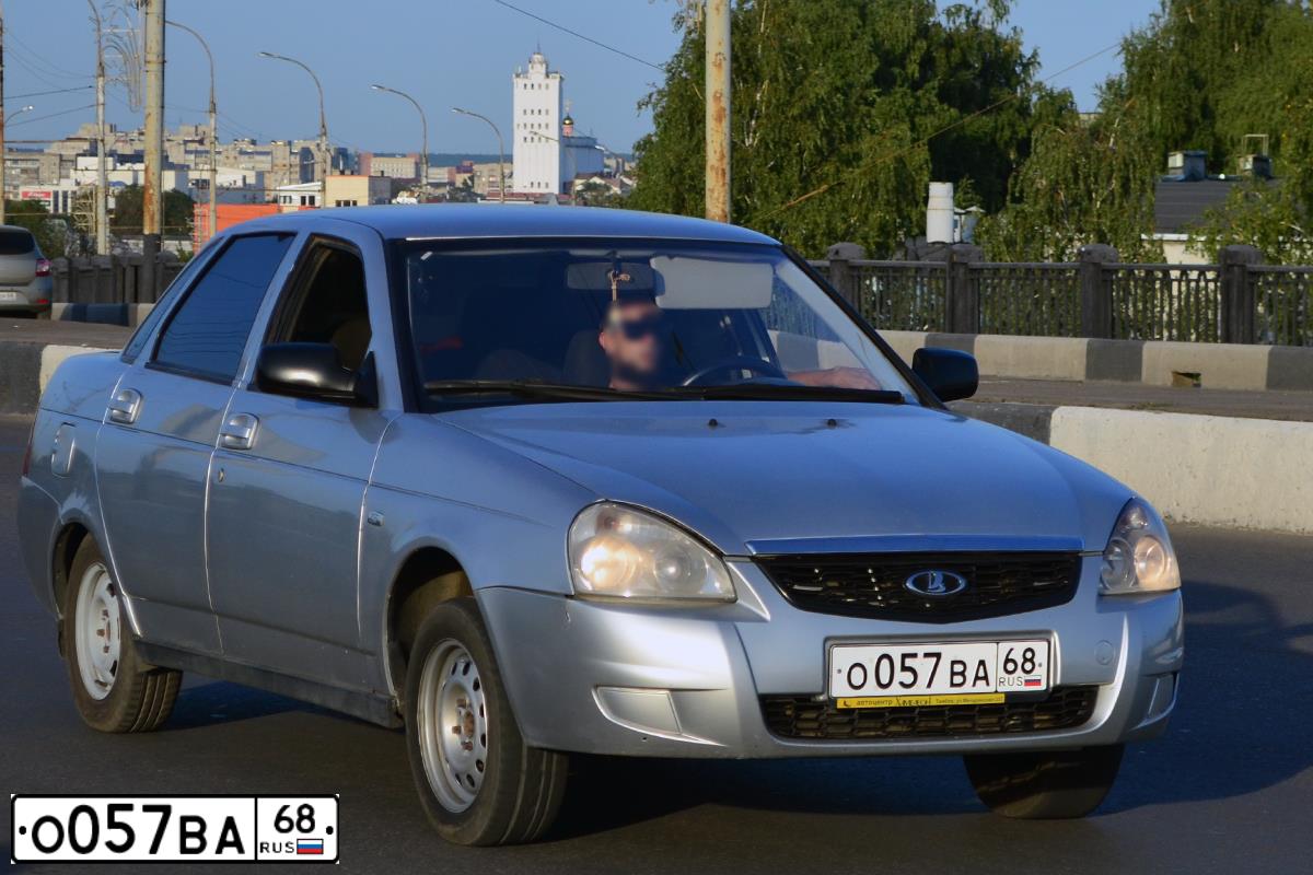 Фото автомобиля LADA 2170 PRIORA, 2007 — госномер О057ВА68. Цвет: СВЕТЛО-СЕРЕБРИСТЫЙ МЕТАЛЛ