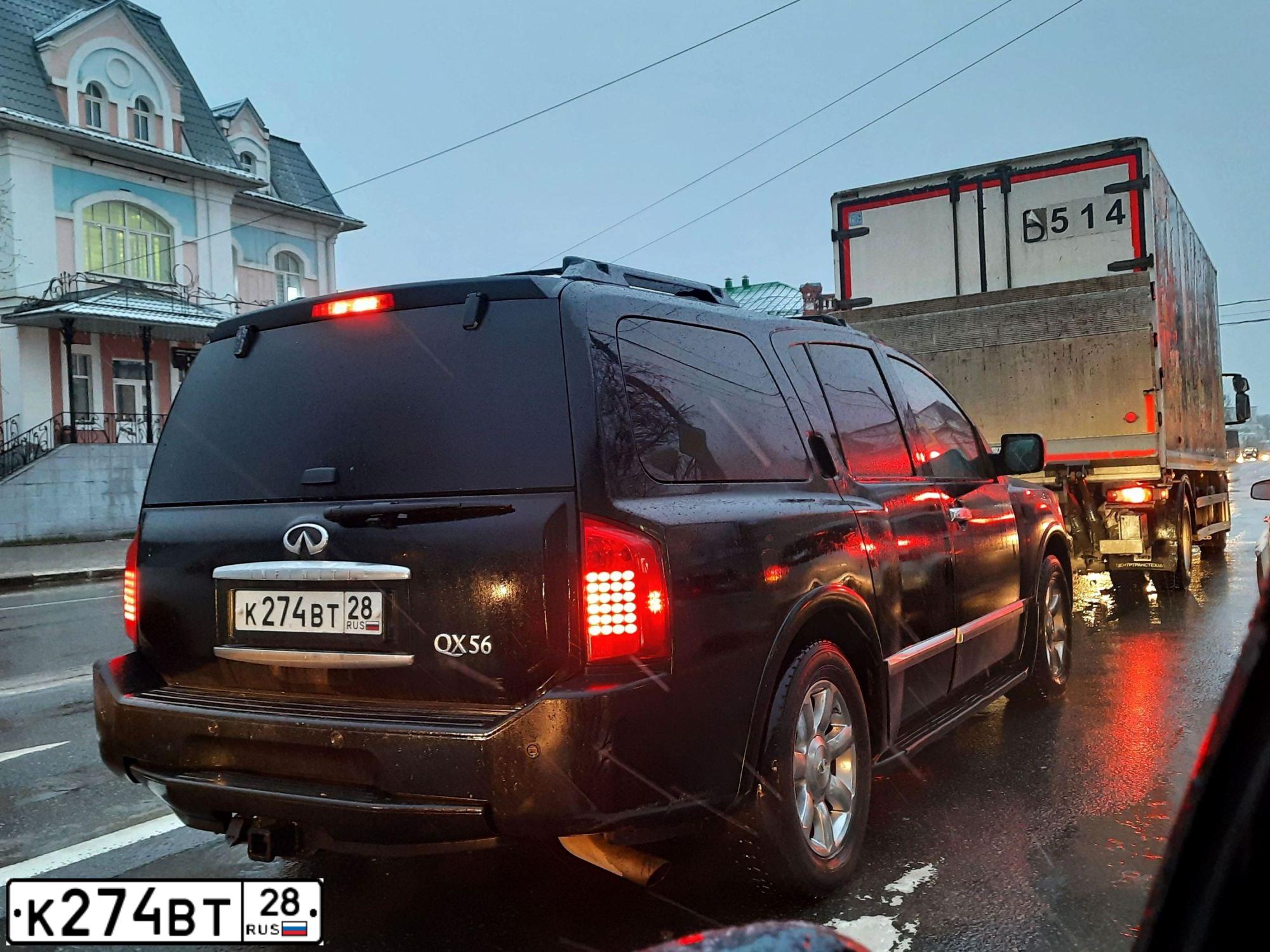 Фото автомобиля INFINITI QX80 /QX56/, 2006 — госномер К274ВТ28. Цвет: ЧЕРНЫЙ
