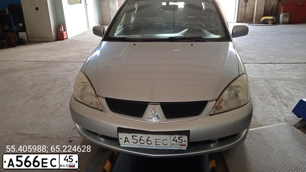 Фото автомобиля MITSUBISHI LANCER, 2005 — госномер А566ЕС45. Цвет: СЕРЕБРИСТЫЙ