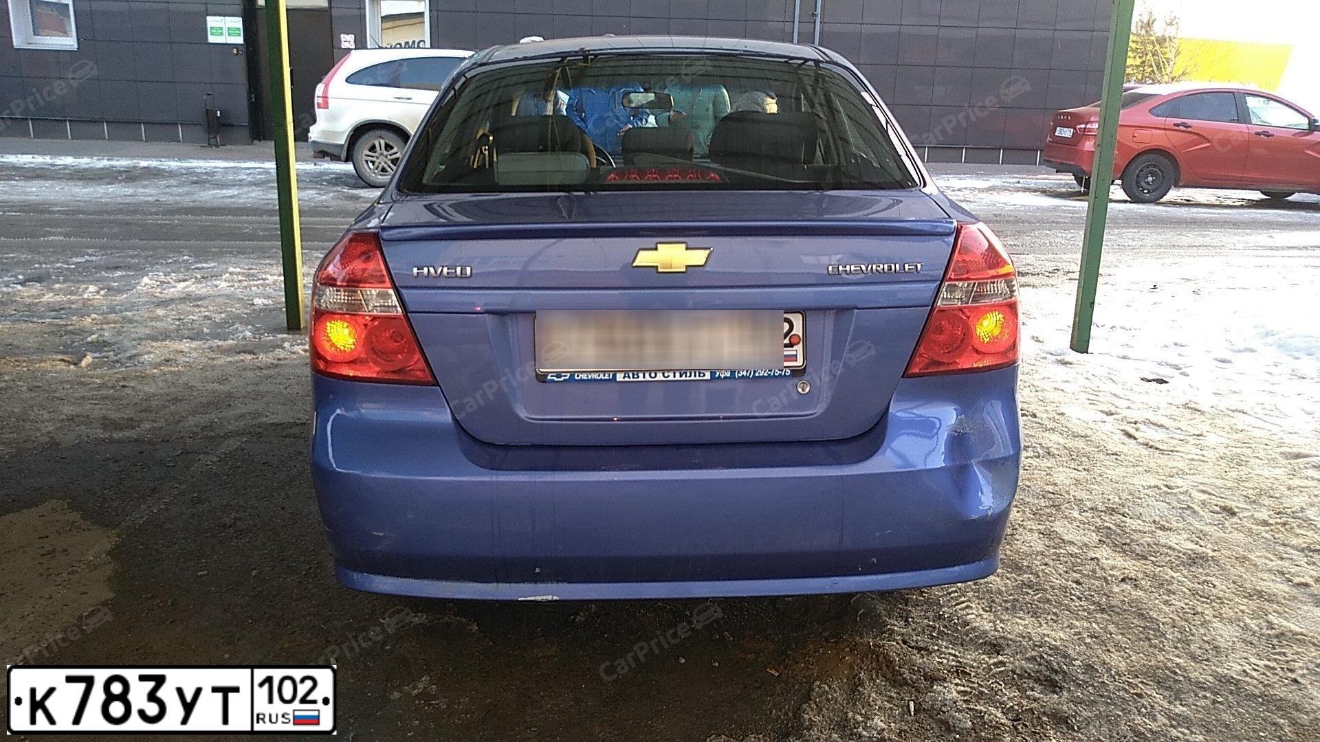 Фото автомобиля CHEVROLET AVEO, 2008 — госномер К783УТ102. Цвет: СИНИЙ