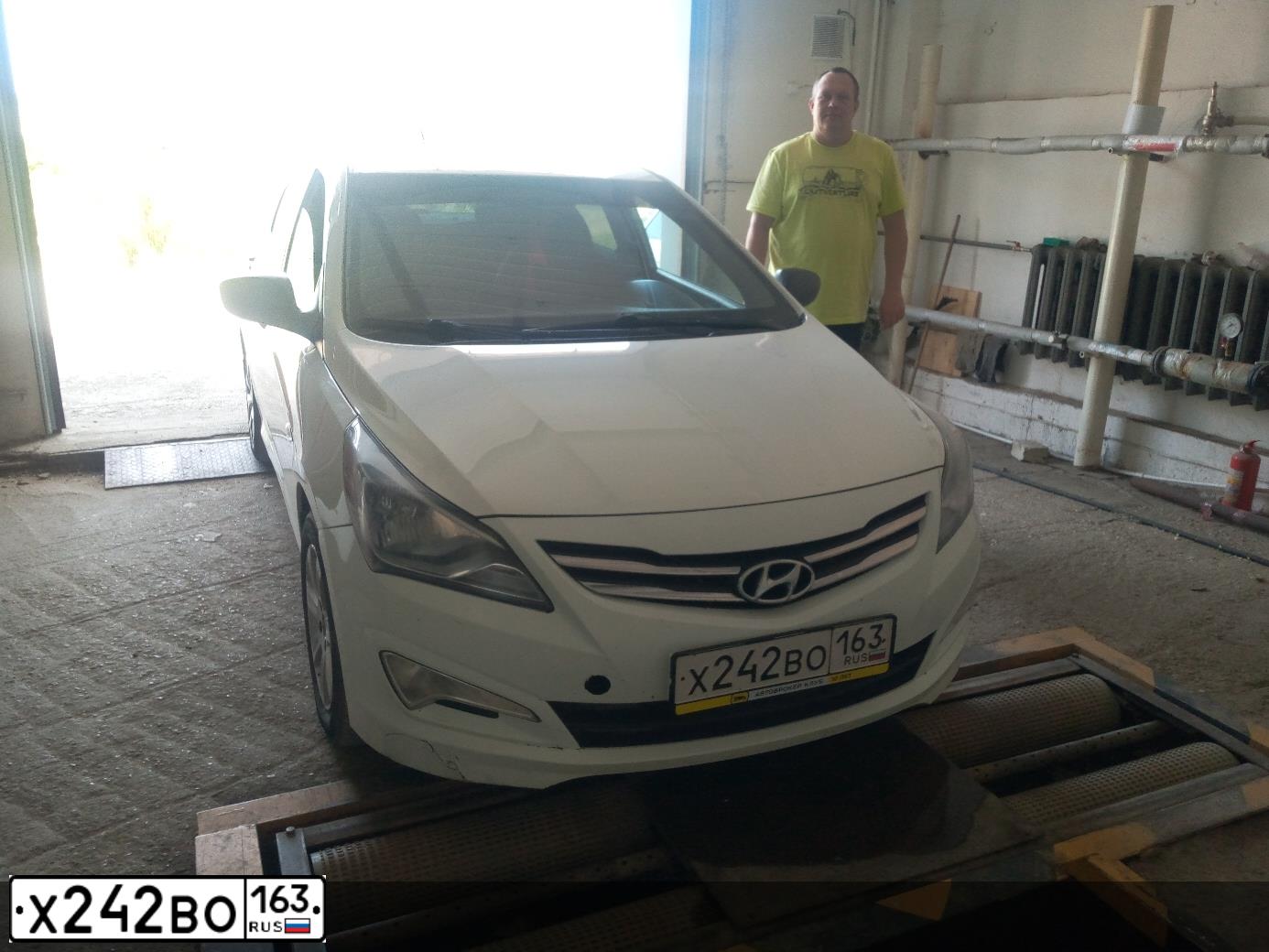 Фото автомобиля HYUNDAI SOLARIS, 2015 — госномер Х044НС73. Цвет: Белый