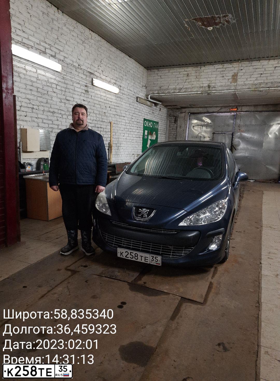 Фото автомобиля PEUGEOT 308, 2008 — госномер К258ТЕ35. Цвет: Темно-синий